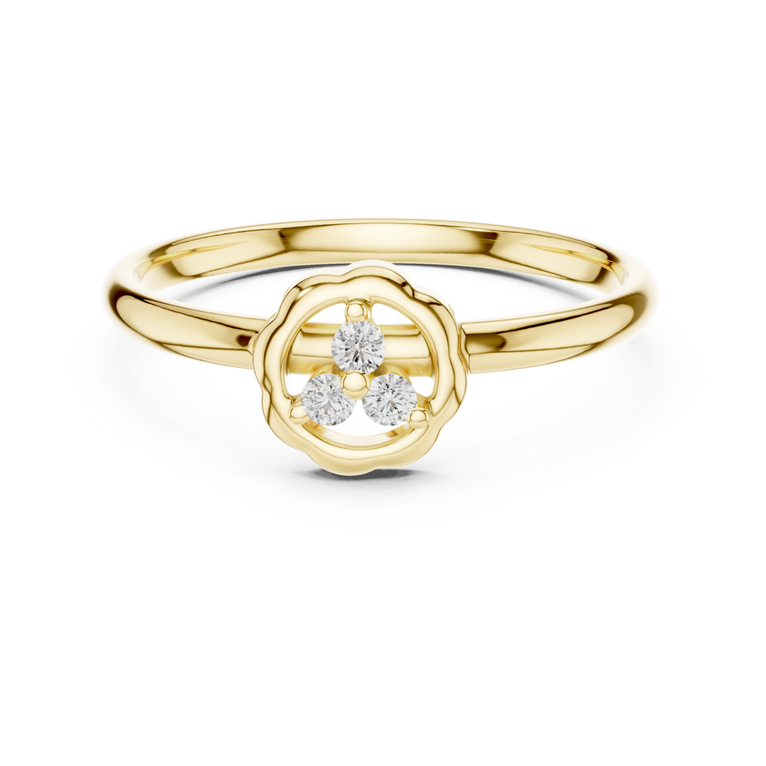 Gold Whispering Petals Delicate Halo Accent Band Right View