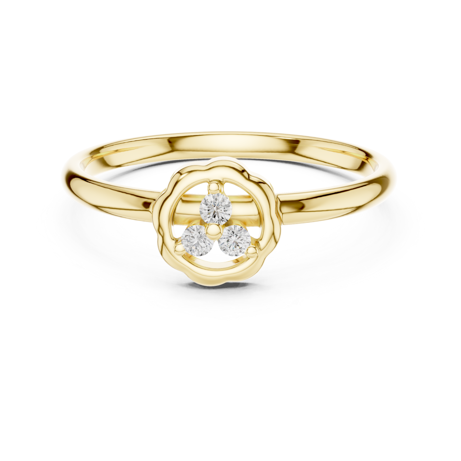  Gold Whispering Petals Delicate Halo Accent Band Front View