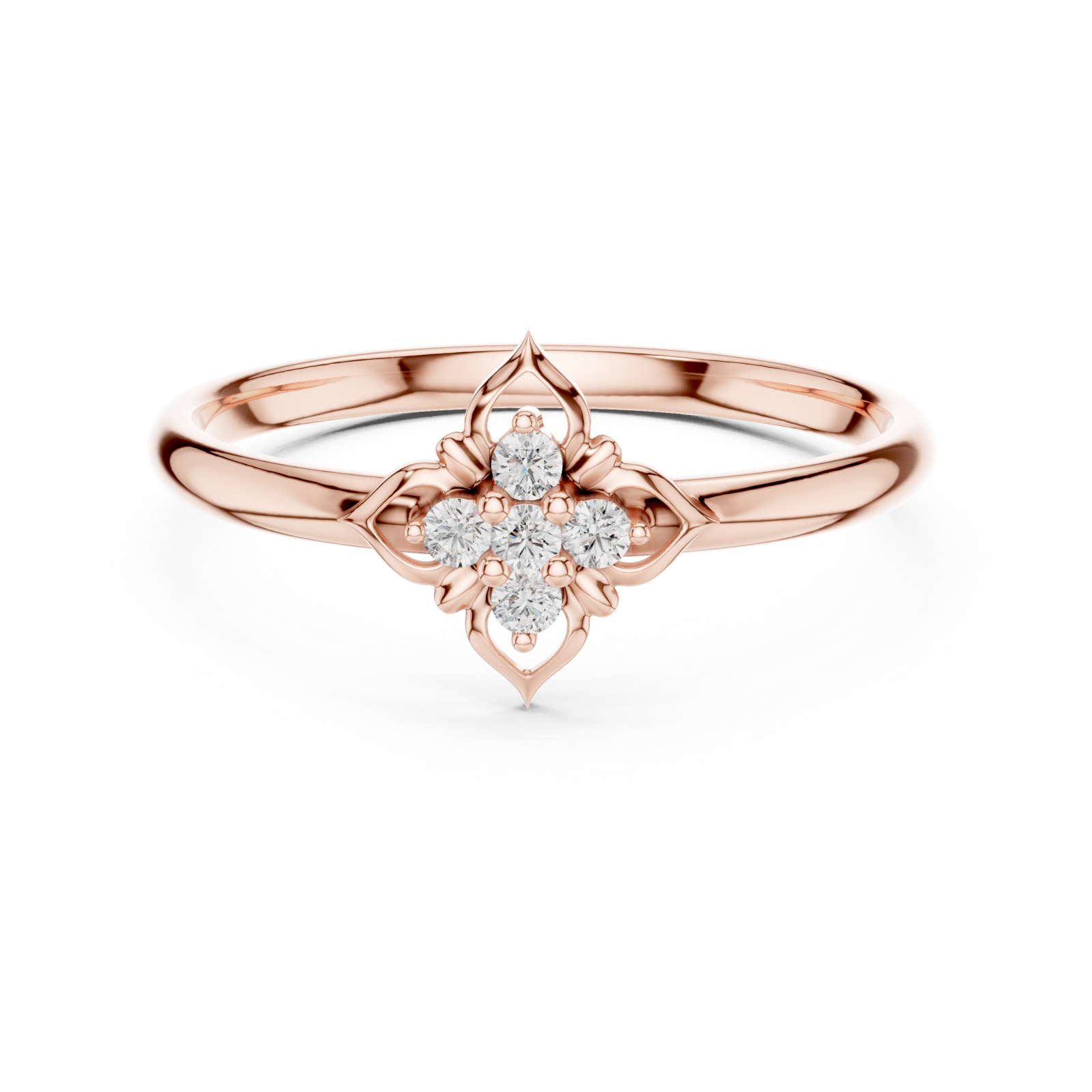  Rose Gold Ethereal Blooms Harmony Band Ring Front View