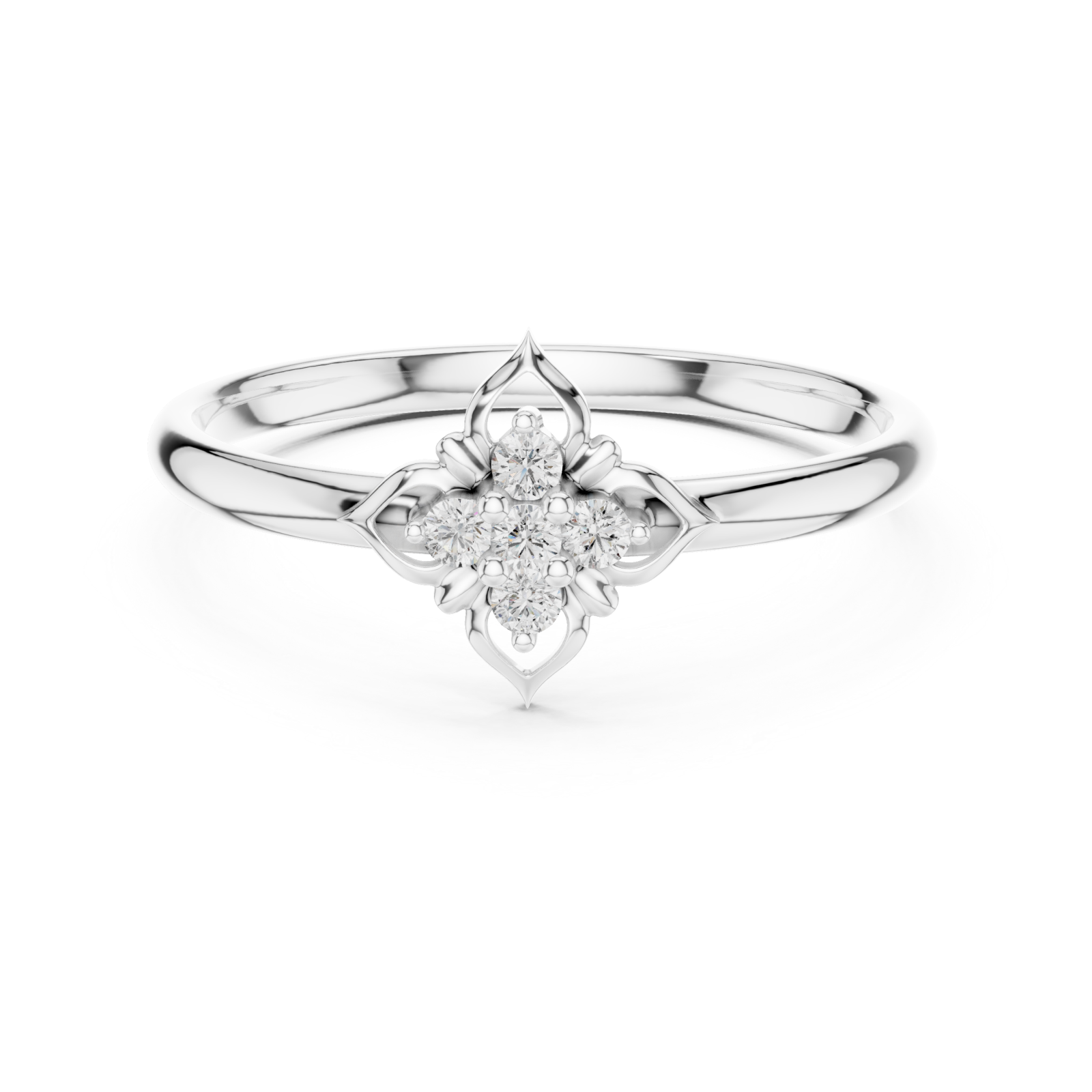  White Gold Ethereal Blooms Harmony Band Ring Front View