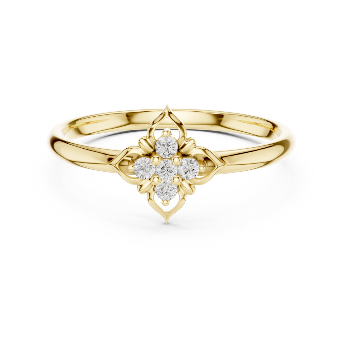 Gold Ethereal Blooms Harmony Band Ring Right View