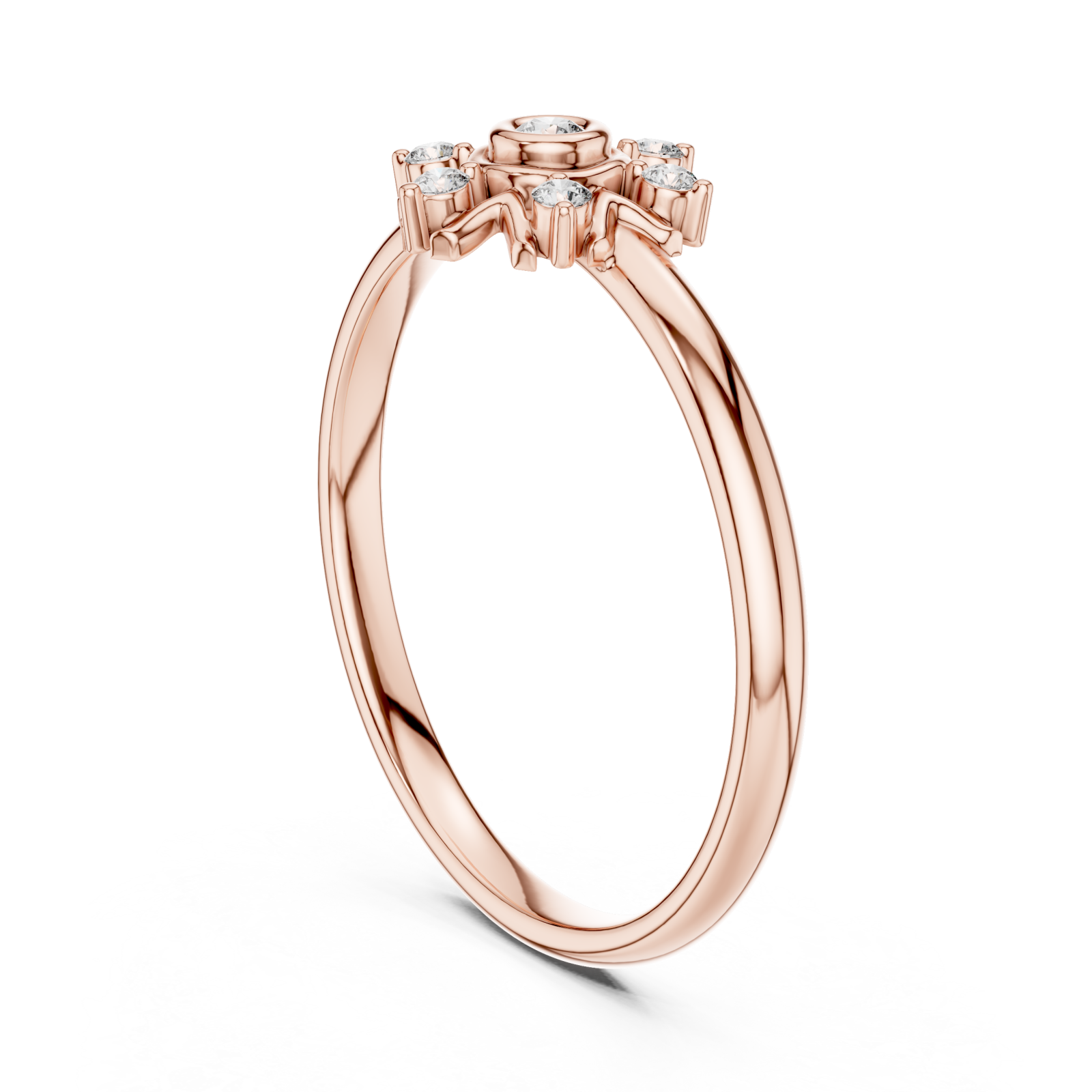  Rose Gold Solstice Halo Blossom Ring Left View