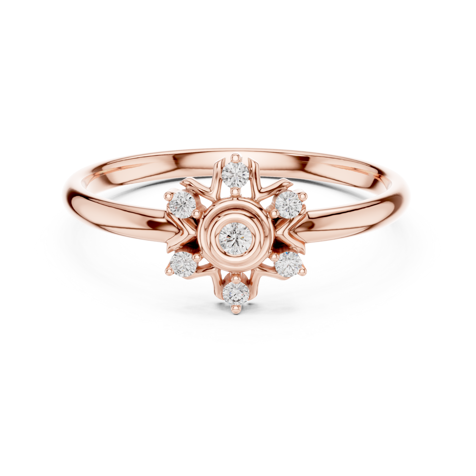  Rose Gold Solstice Halo Blossom Ring Front View