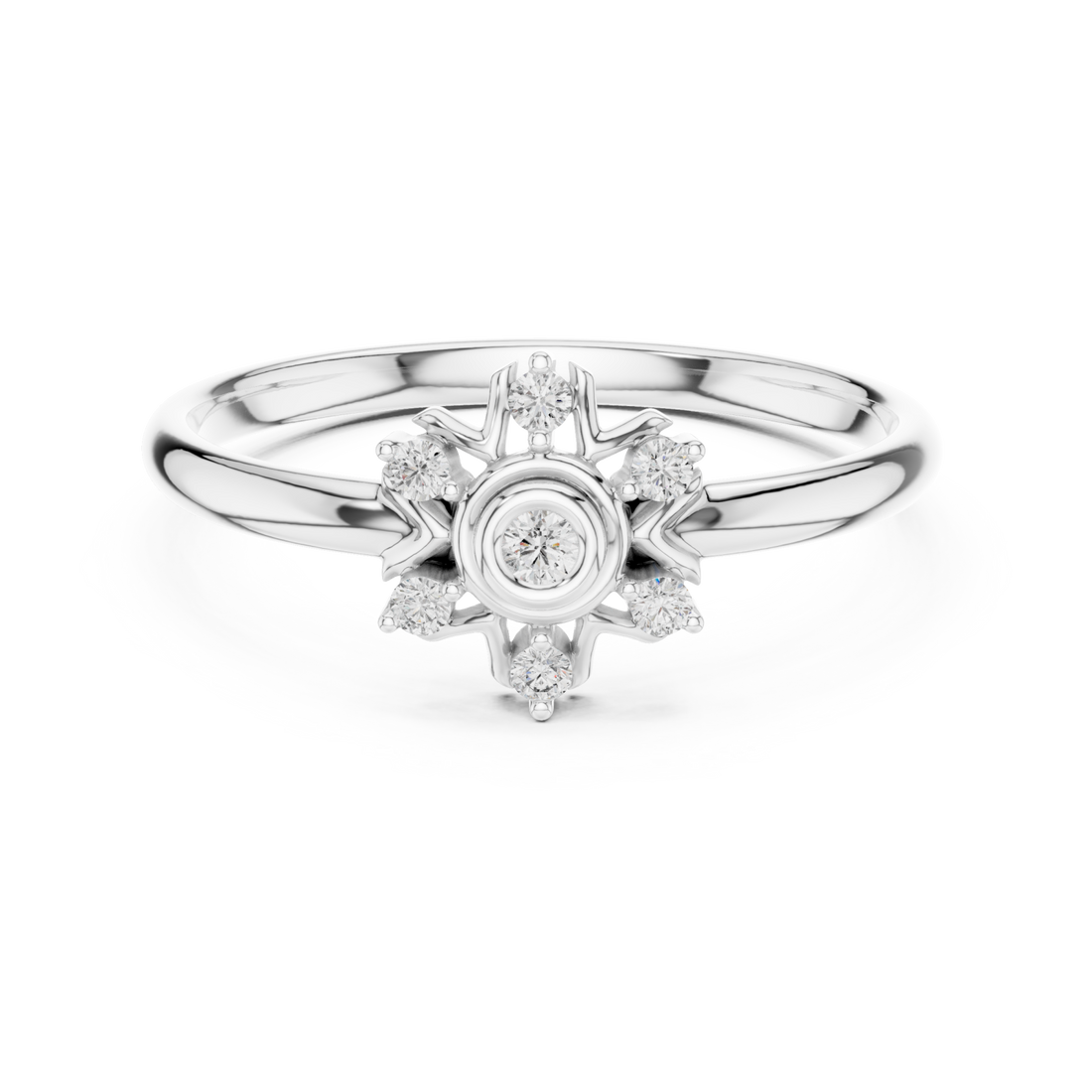  White Gold Solstice Halo Blossom Ring Right View