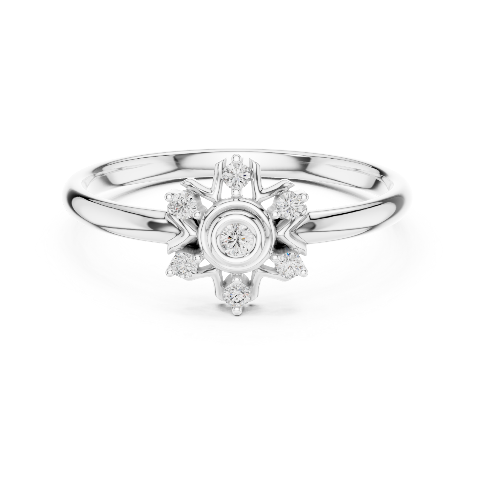  White Gold Solstice Halo Blossom Ring Front View