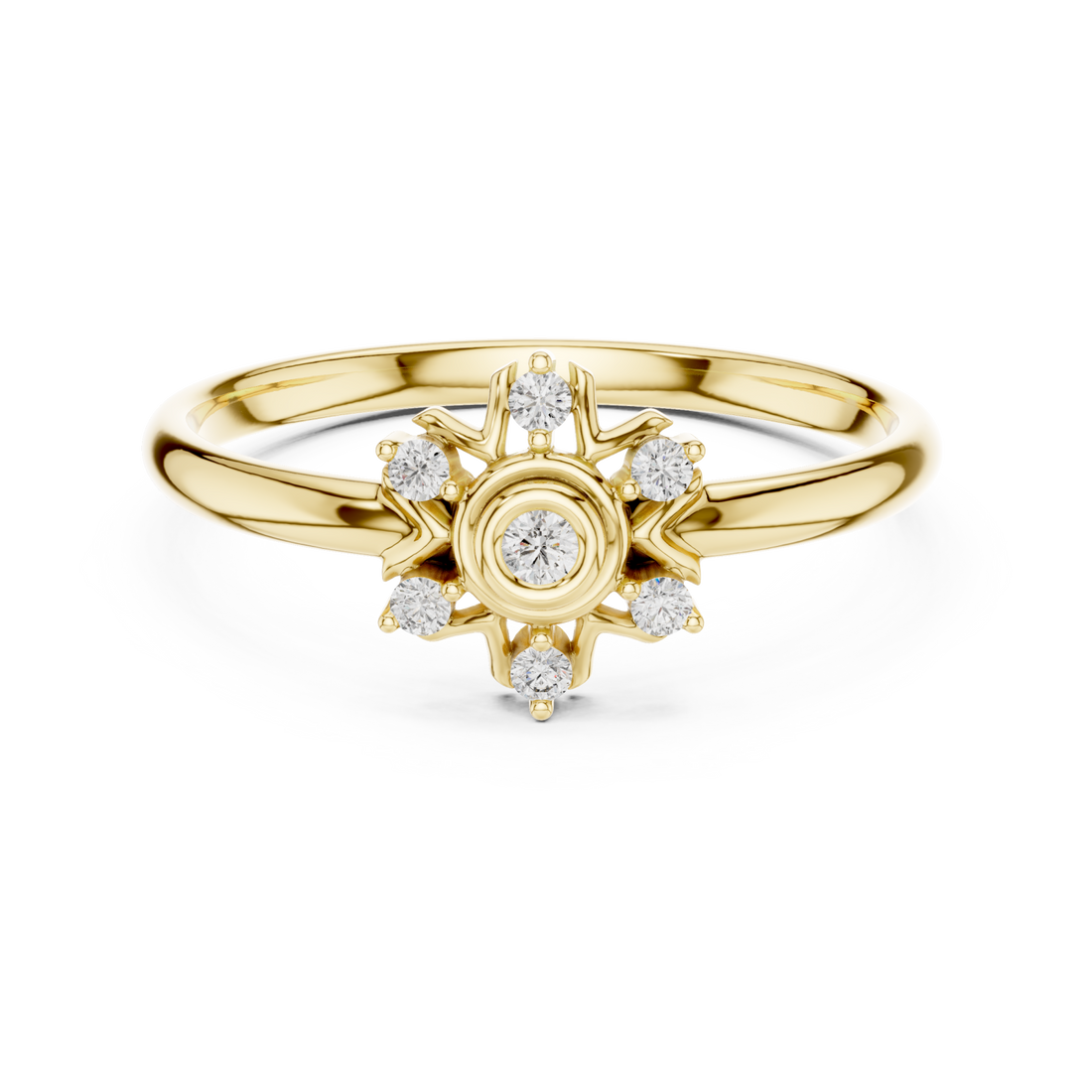 Gold Solstice Halo Blossom Ring Right View