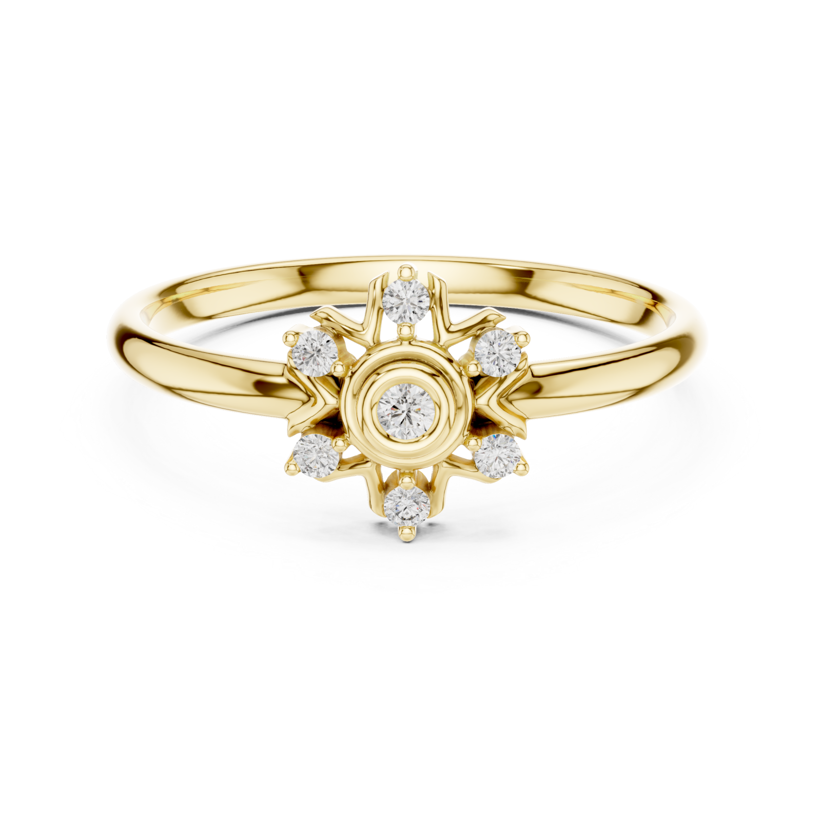  Gold Solstice Halo Blossom Ring Front View