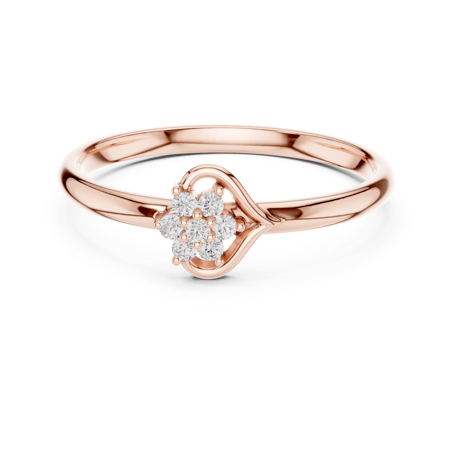  Rose Gold Radiant Morning Blossom Elegance Band Ring Front View