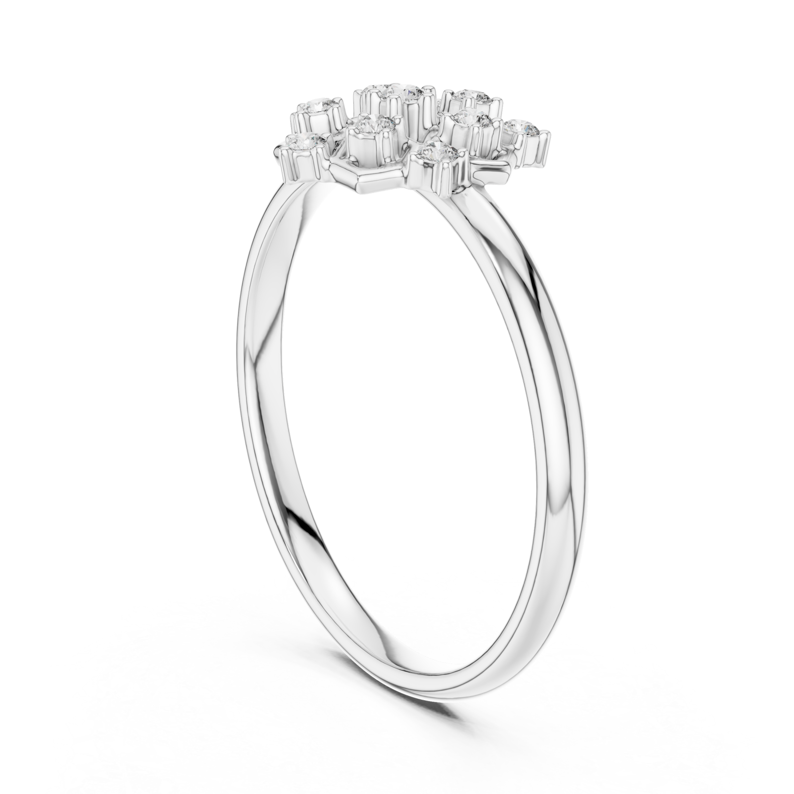  White Gold Celestial Blossom Cluster Ring Left View