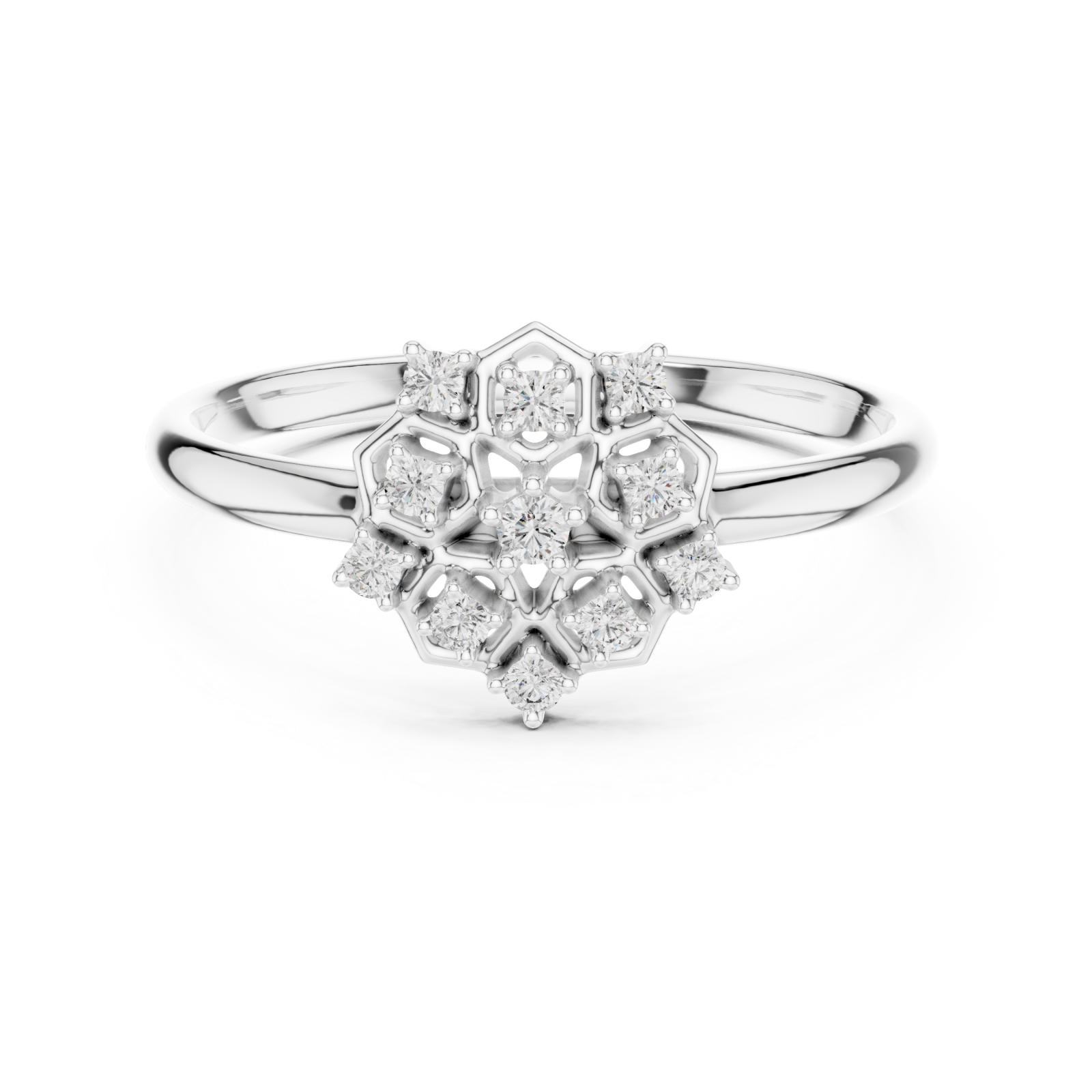  White Gold Celestial Blossom Cluster Ring Front View