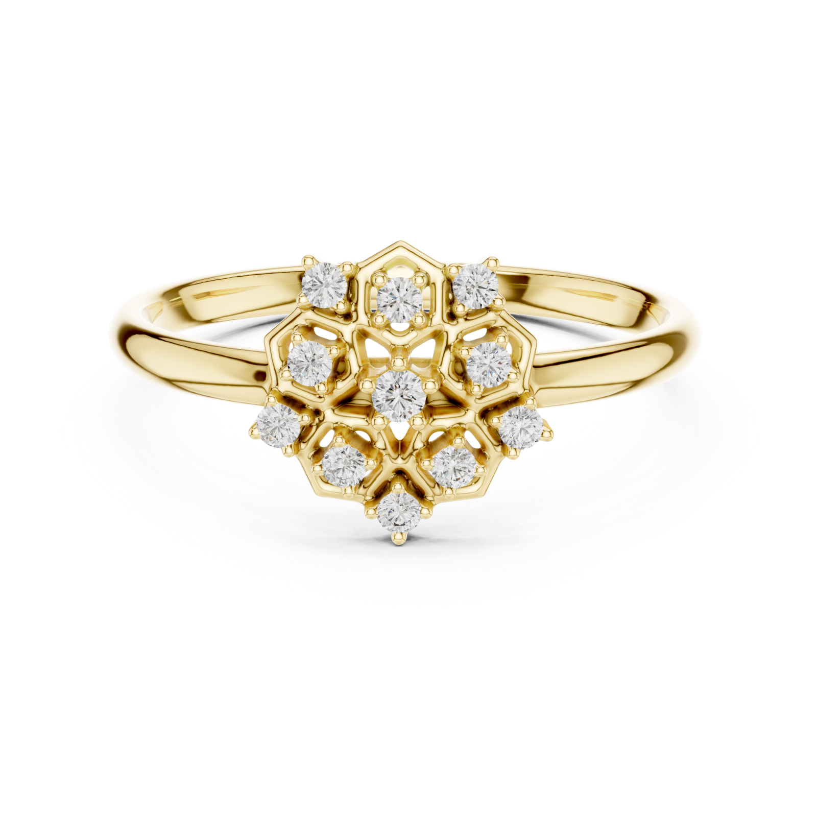  Gold Celestial Blossom Cluster Ring Front View