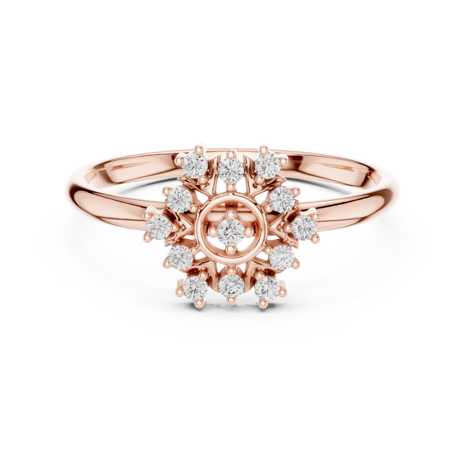  Rose Gold Secret Garden Radiance Bloom Ring Front View