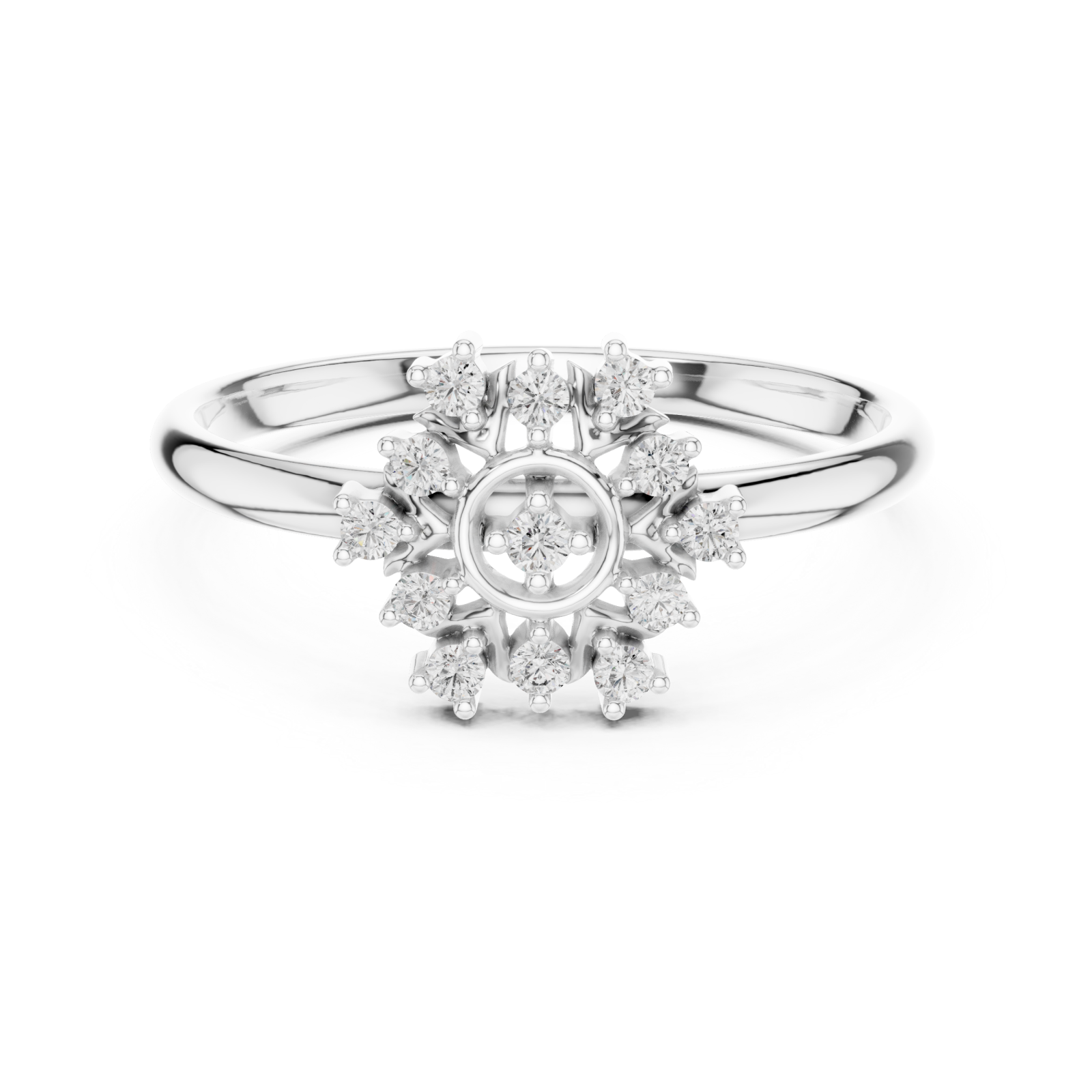  White Gold Secret Garden Radiance Bloom Ring Front View