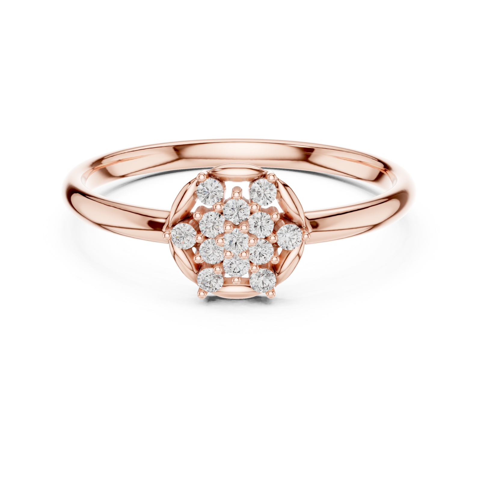  Rose Gold Enchanted Ever-Petal Solitaire Ring Front View