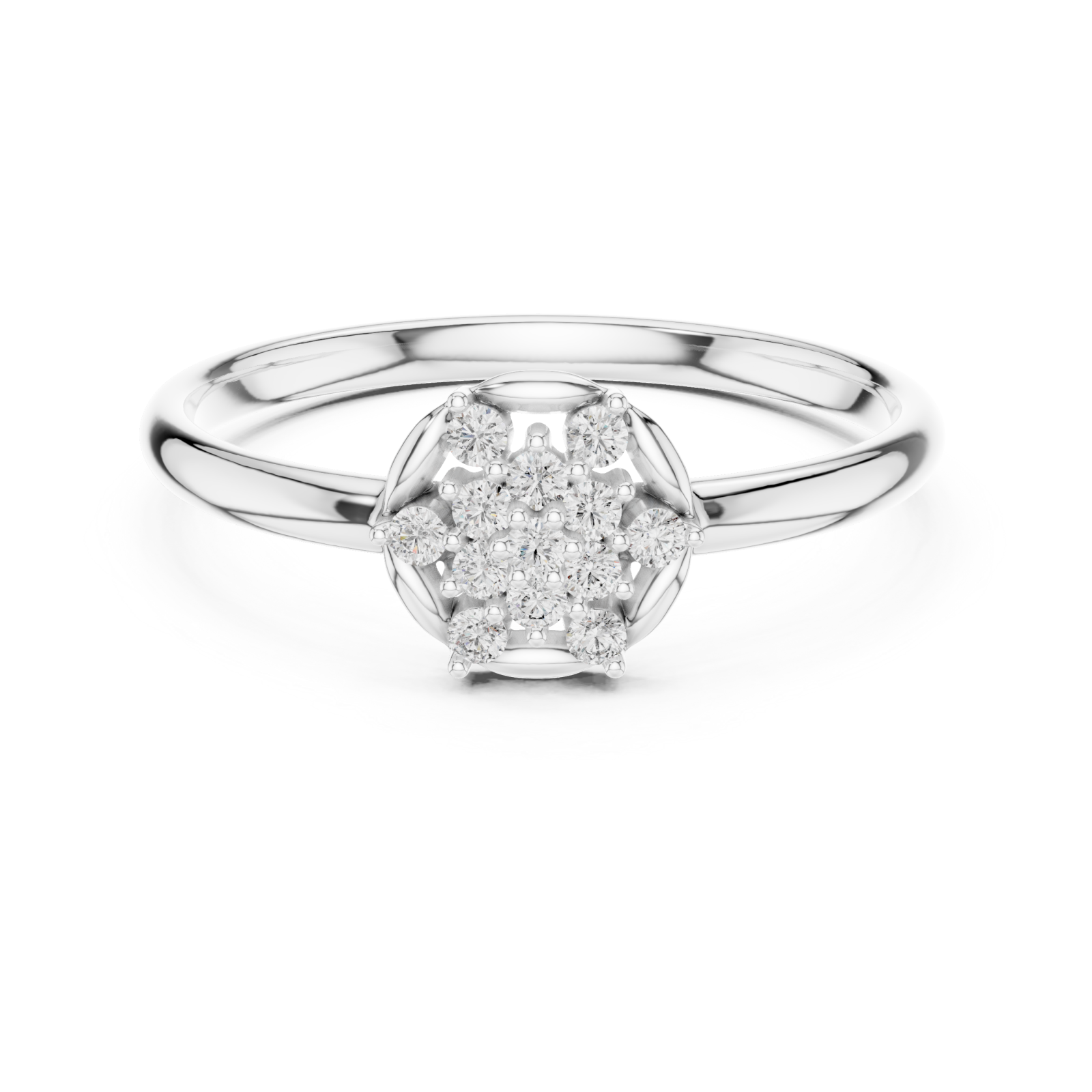  White Gold Enchanted Ever-Petal Solitaire Ring Front View