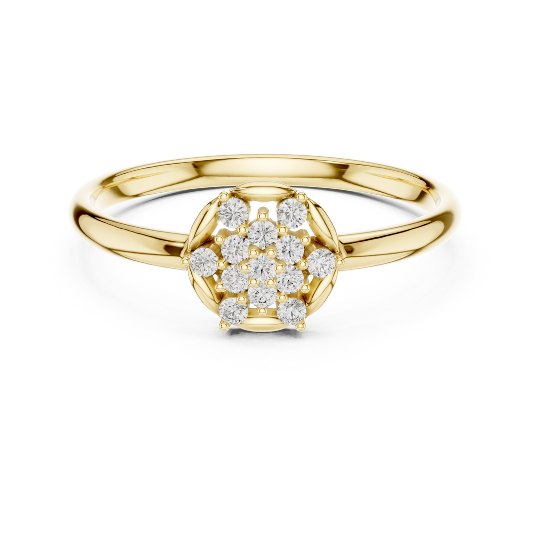 Gold Enchanted Ever-Petal Solitaire Ring Right View