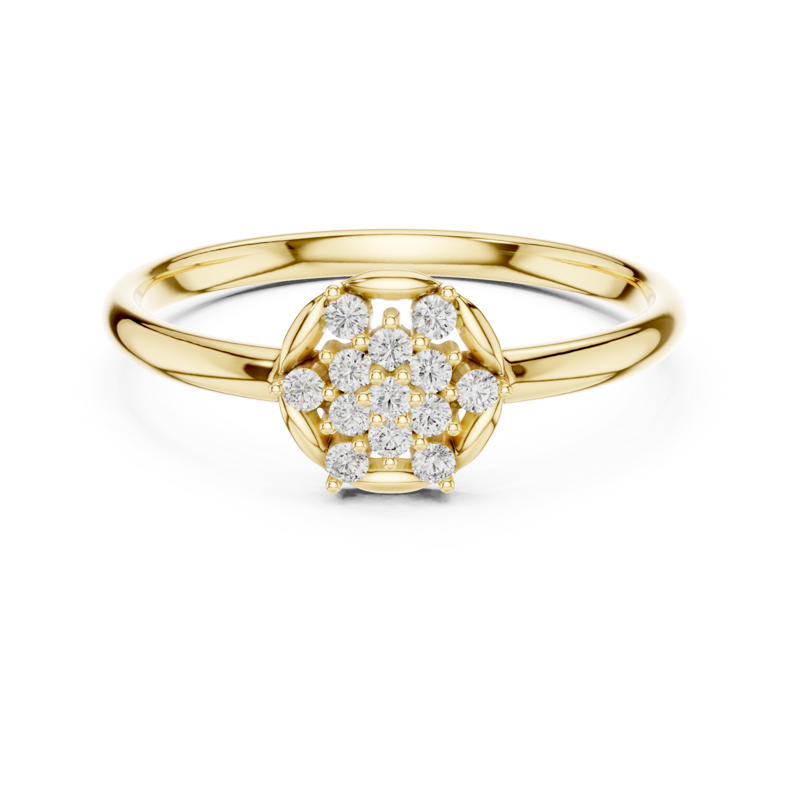  Gold Enchanted Ever-Petal Solitaire Ring Front View