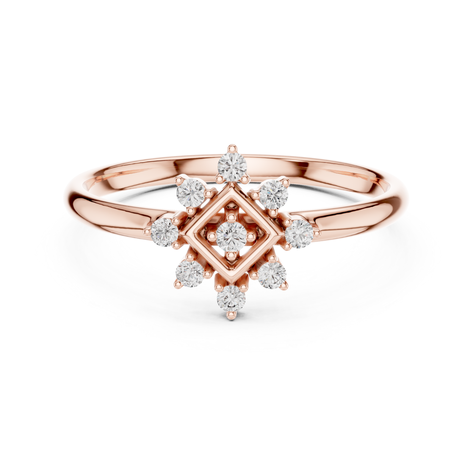  Rose Gold Radiance Essence Cluster Band Front View
