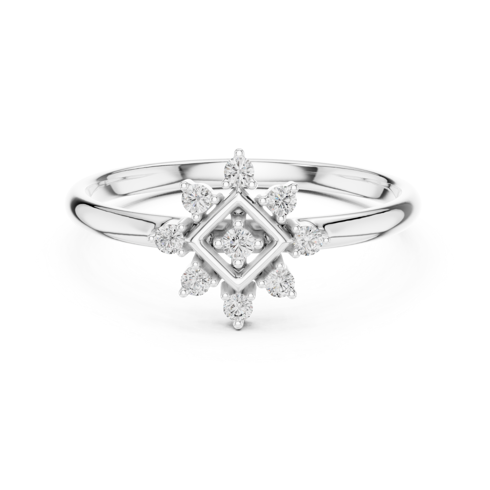  White Gold Radiance Essence Cluster Band Front View