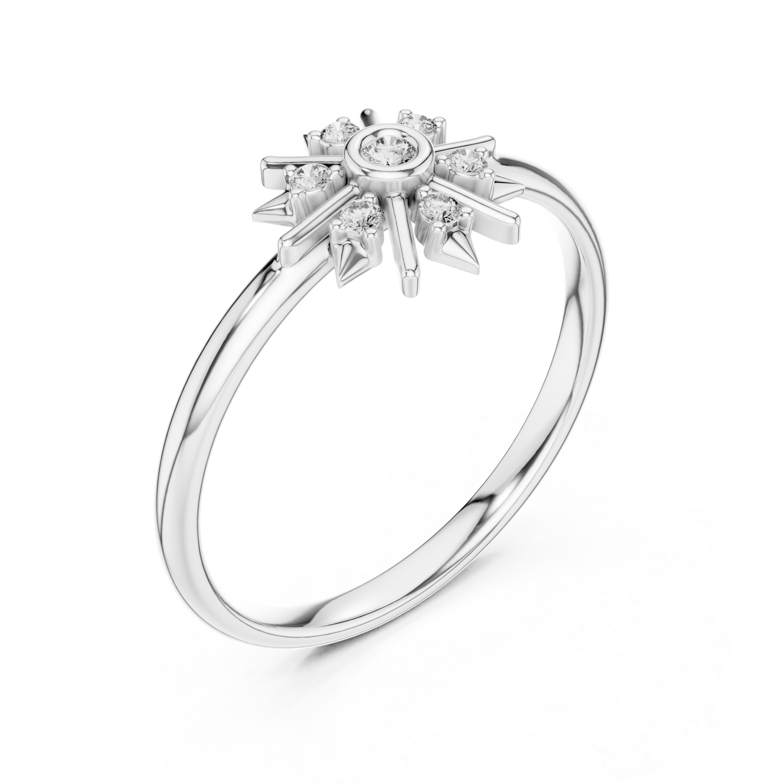  White Gold Celestial Luxe Starburst Ring Right View