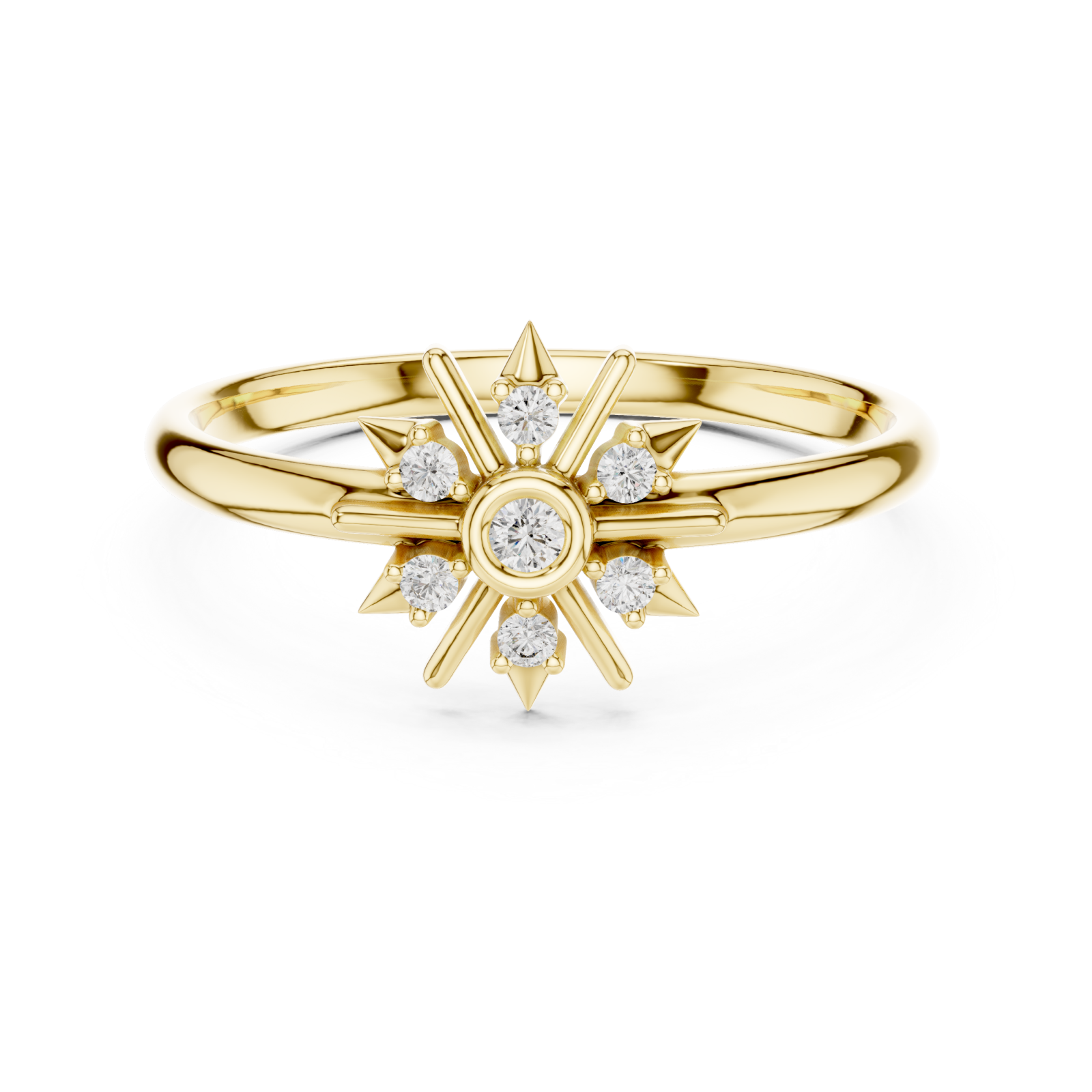  Gold Celestial Luxe Starburst Ring Front View