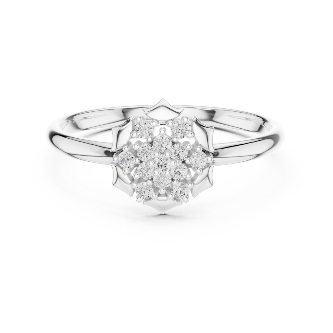  White Gold Morning Starburst Halo Ring Right View