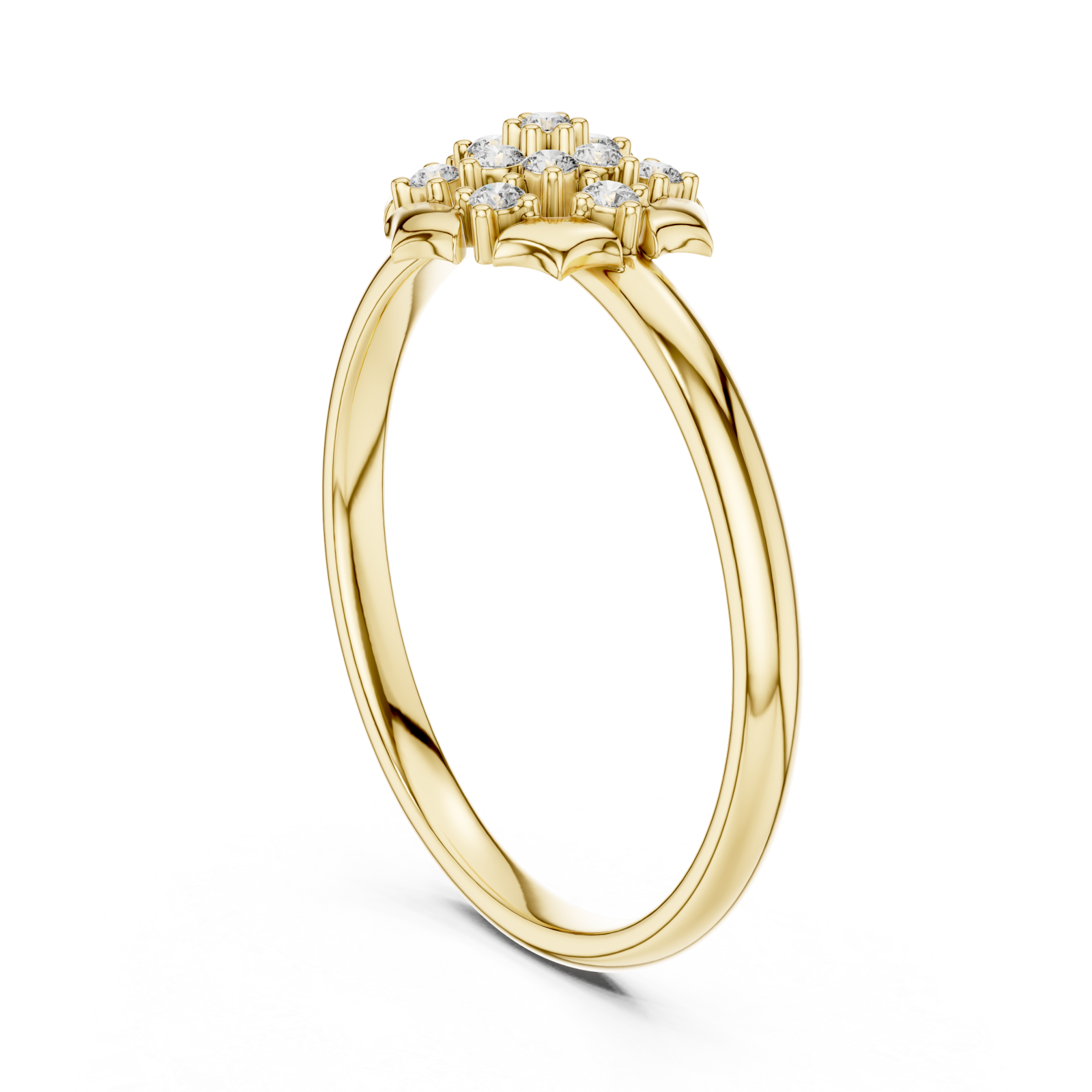 Gold Morning Starburst Halo Ring Left View