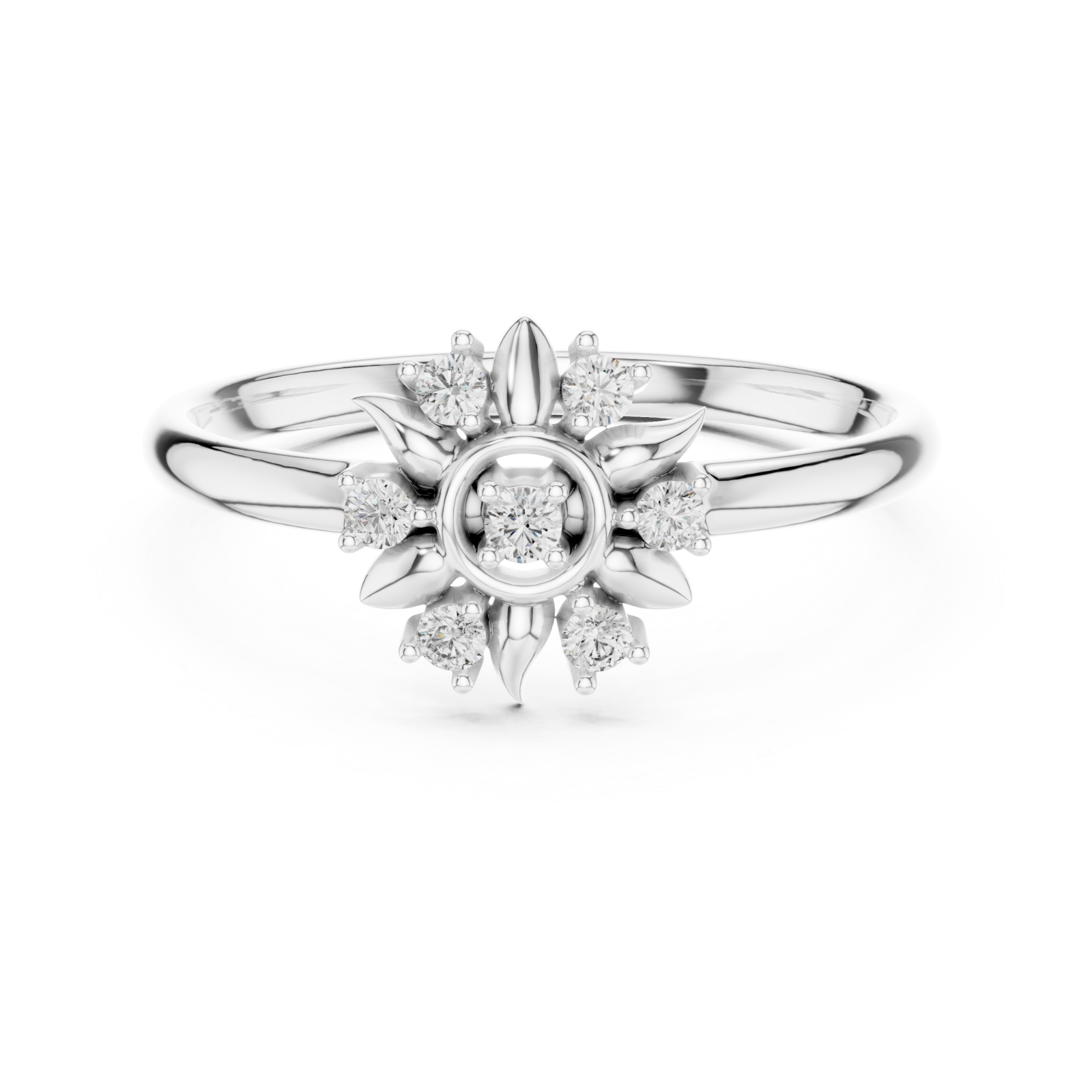  White Gold Radiant Blossom Delight Band Front View
