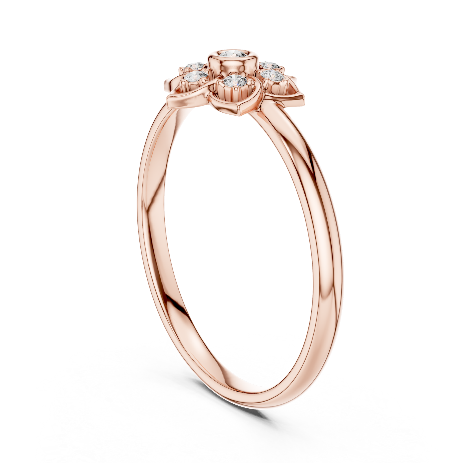  Rose Gold Halo Bloom Ring Left View