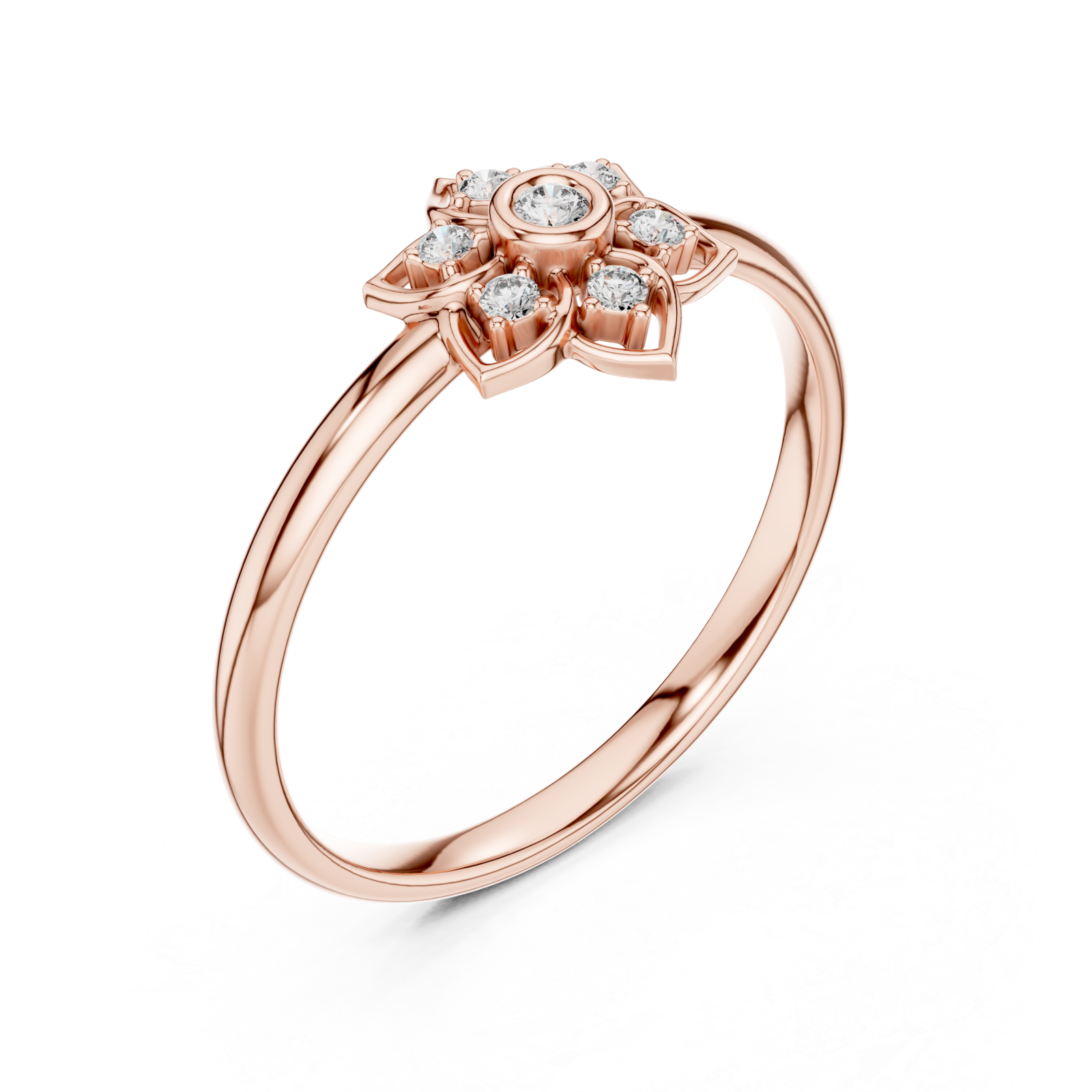  Rose Gold Halo Bloom Ring Right View