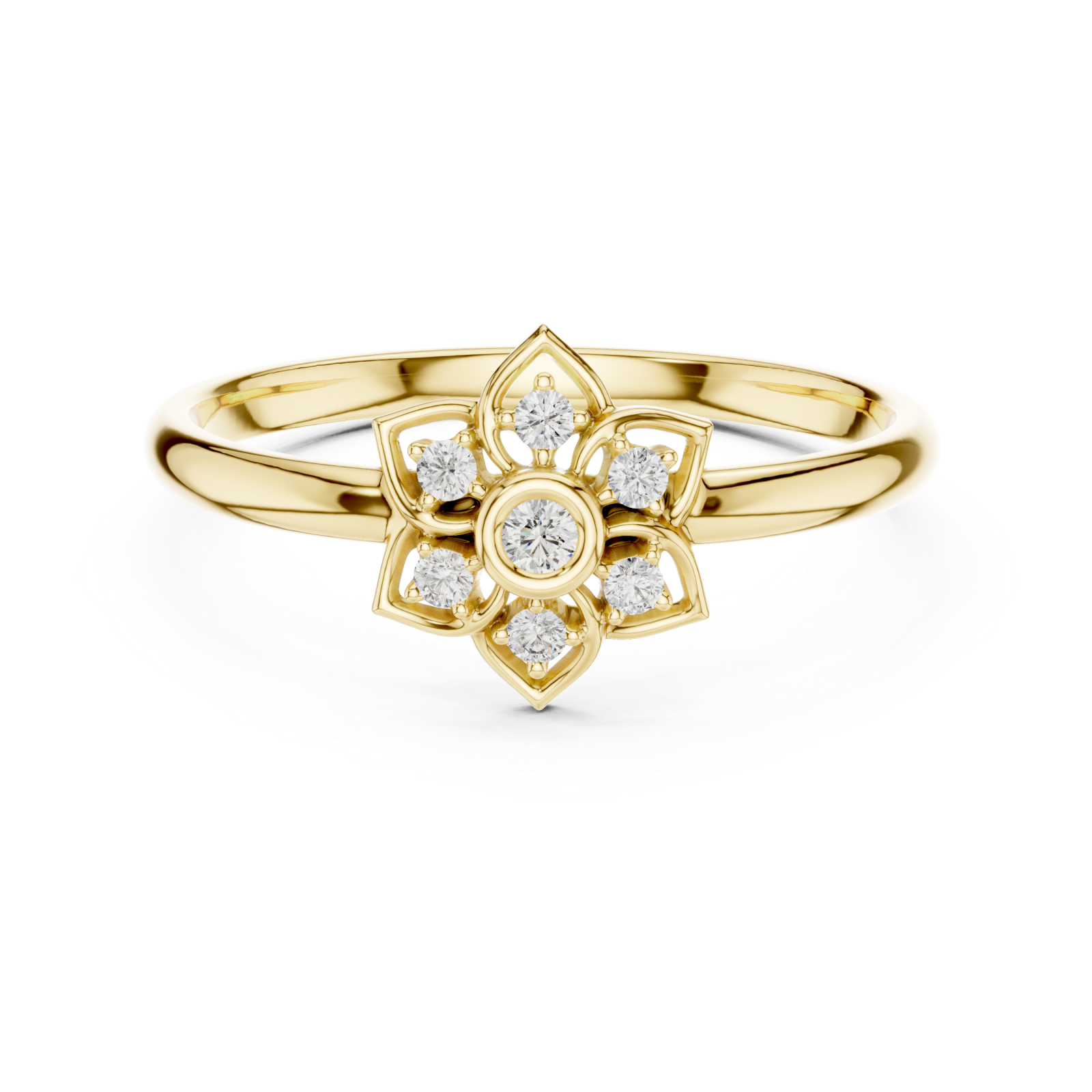  Gold Halo Bloom Ring Front View