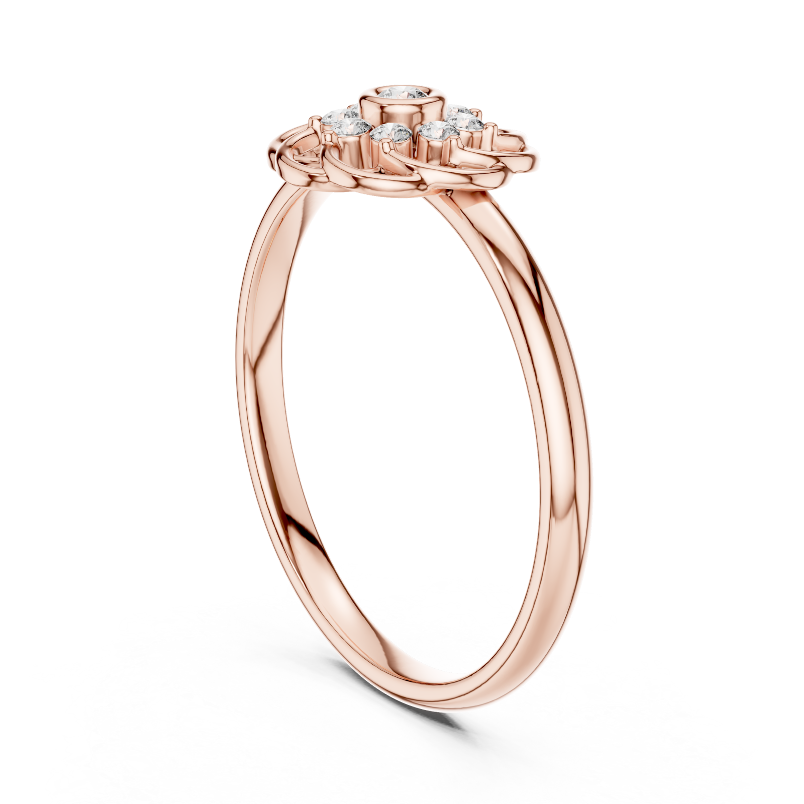  Rose Gold Enchanted Garden Motif Solitaire Statement Ring Left View