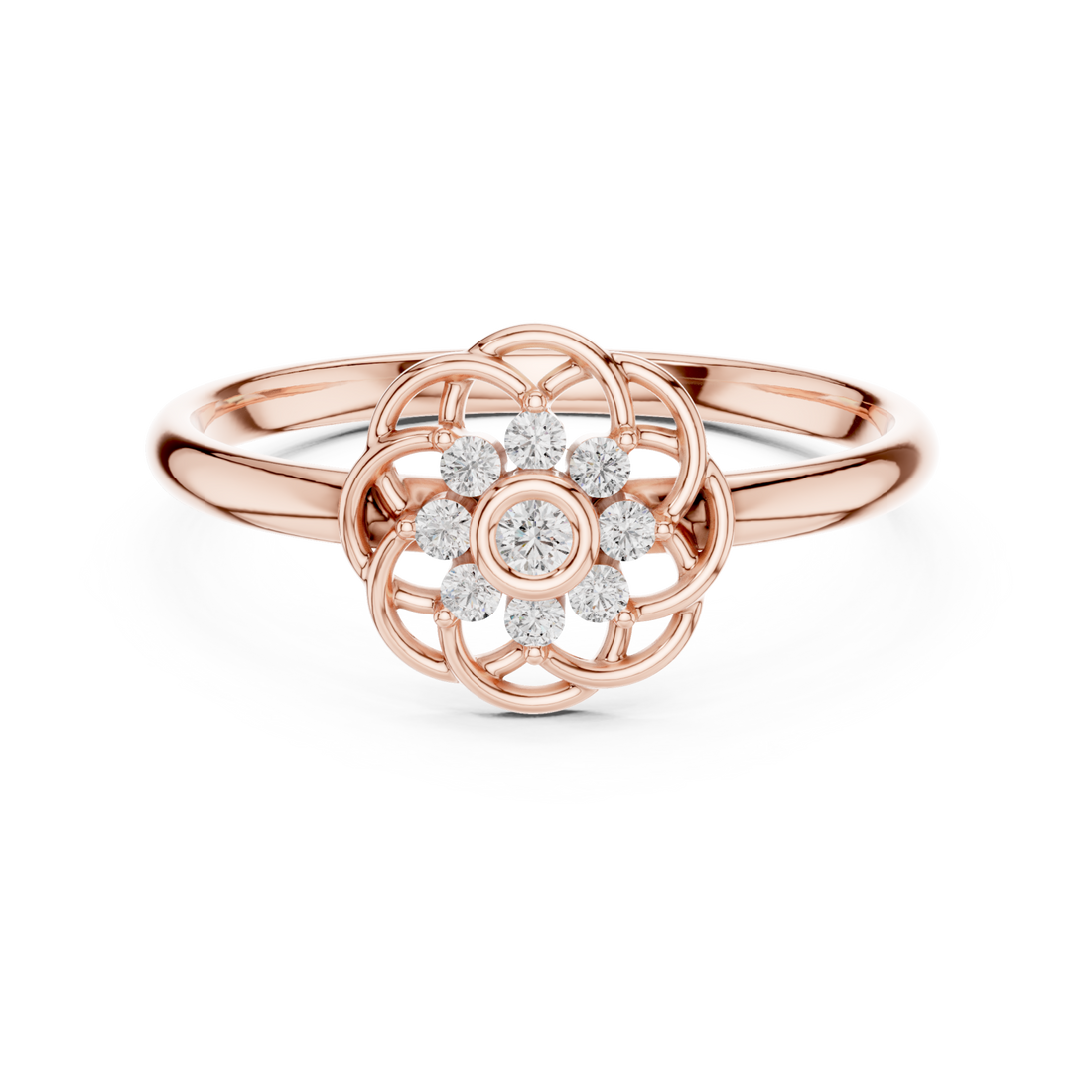  Rose Gold Enchanted Garden Motif Solitaire Statement Ring Right View