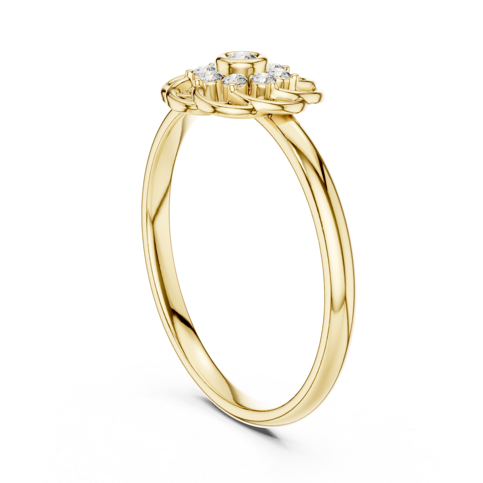  Gold Enchanted Garden Motif Solitaire Statement Ring Left View