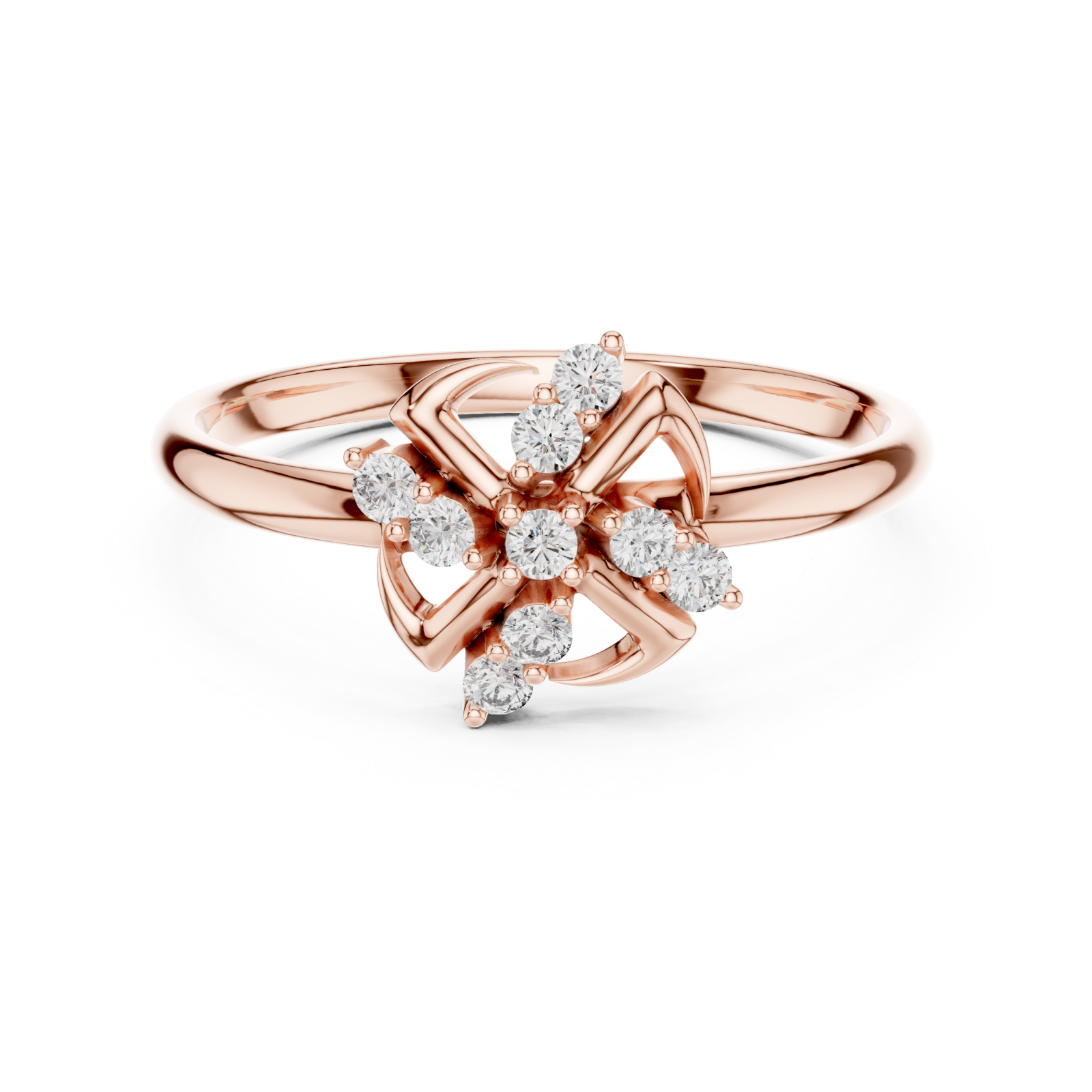 Rose Gold Twilight Blossom Halo Petite Band Front View