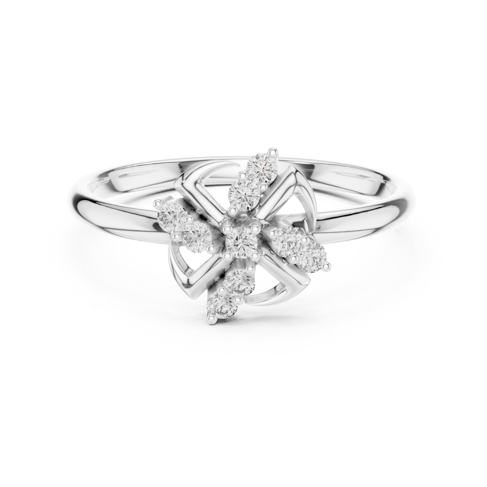  White Gold Twilight Blossom Halo Petite Band Front View