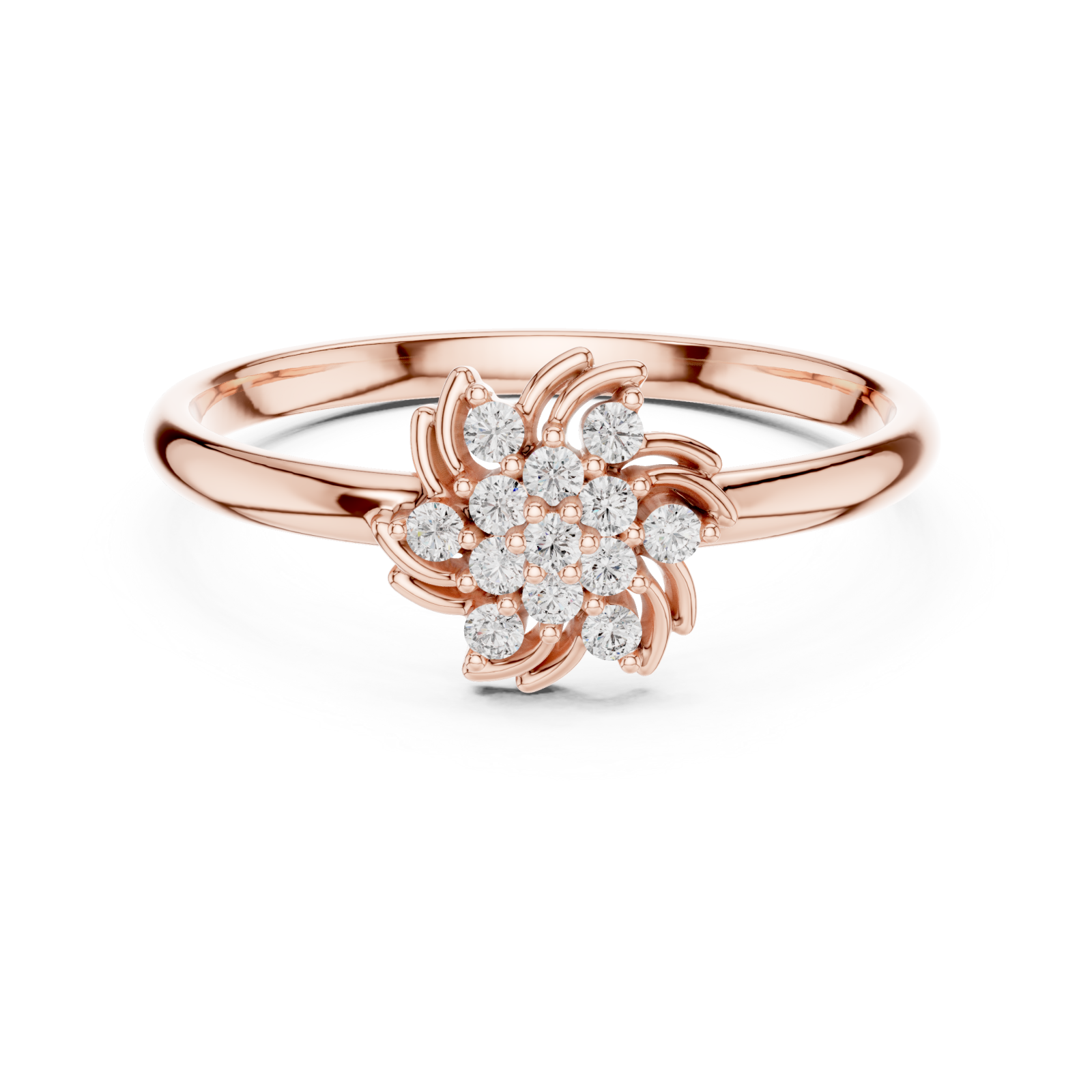  Rose Gold Opulent Whispered Garden Embrace Ring Front View