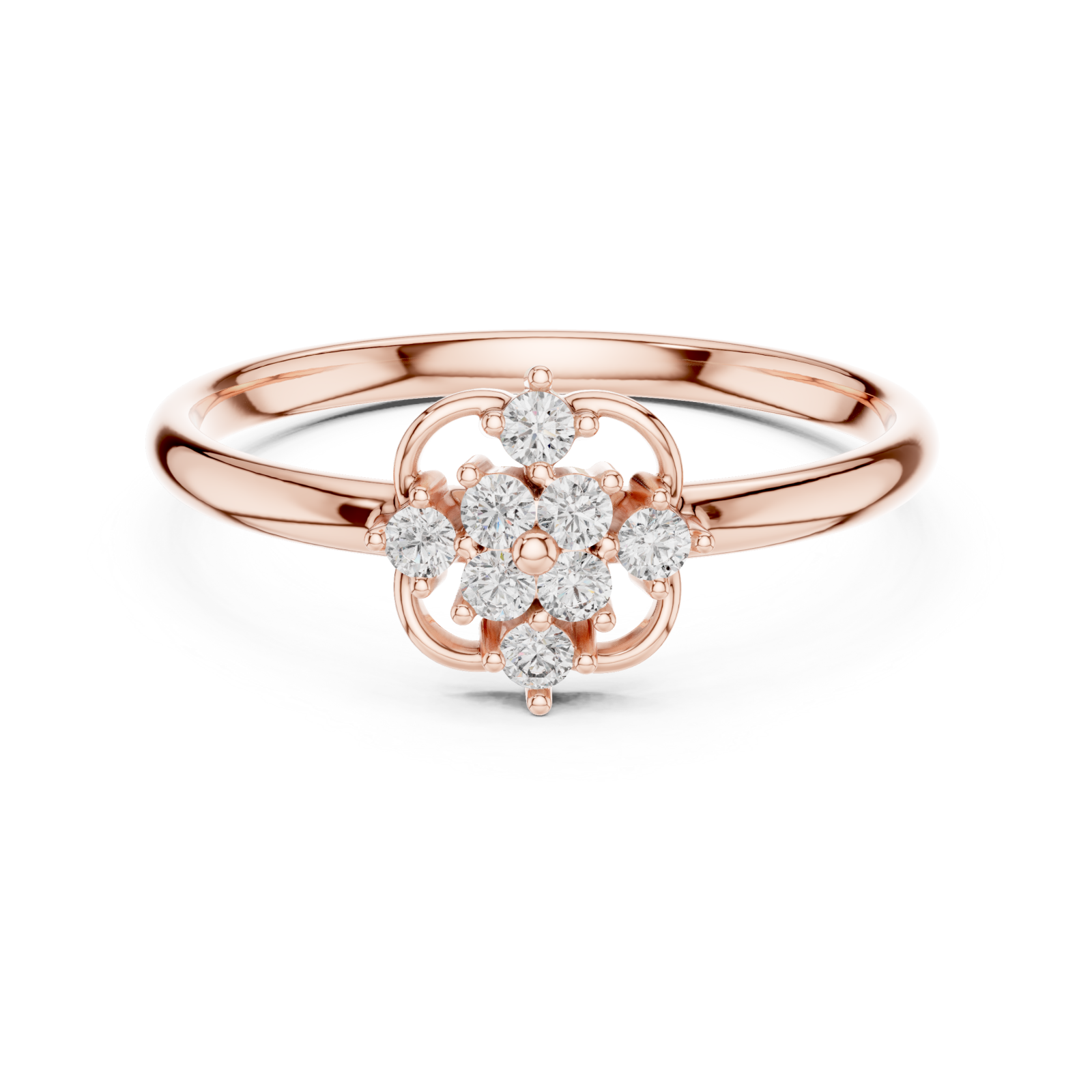  Rose Gold Enchanted Promise Garden Cluster Ring Front View