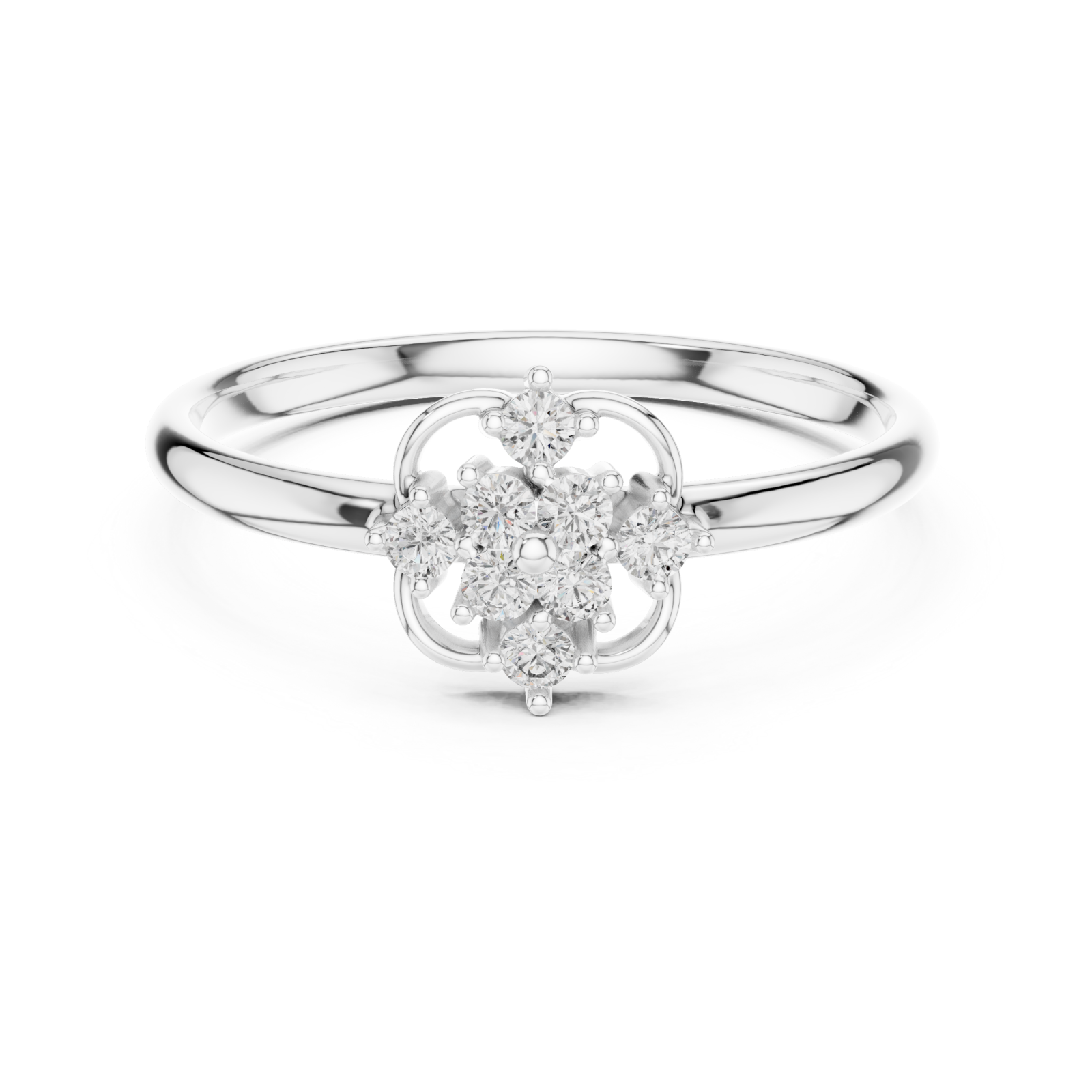  White Gold Enchanted Promise Garden Cluster Ring Front View