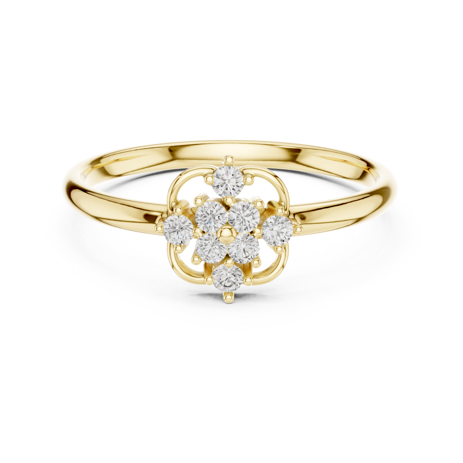  Gold Enchanted Promise Garden Cluster Ring Front View