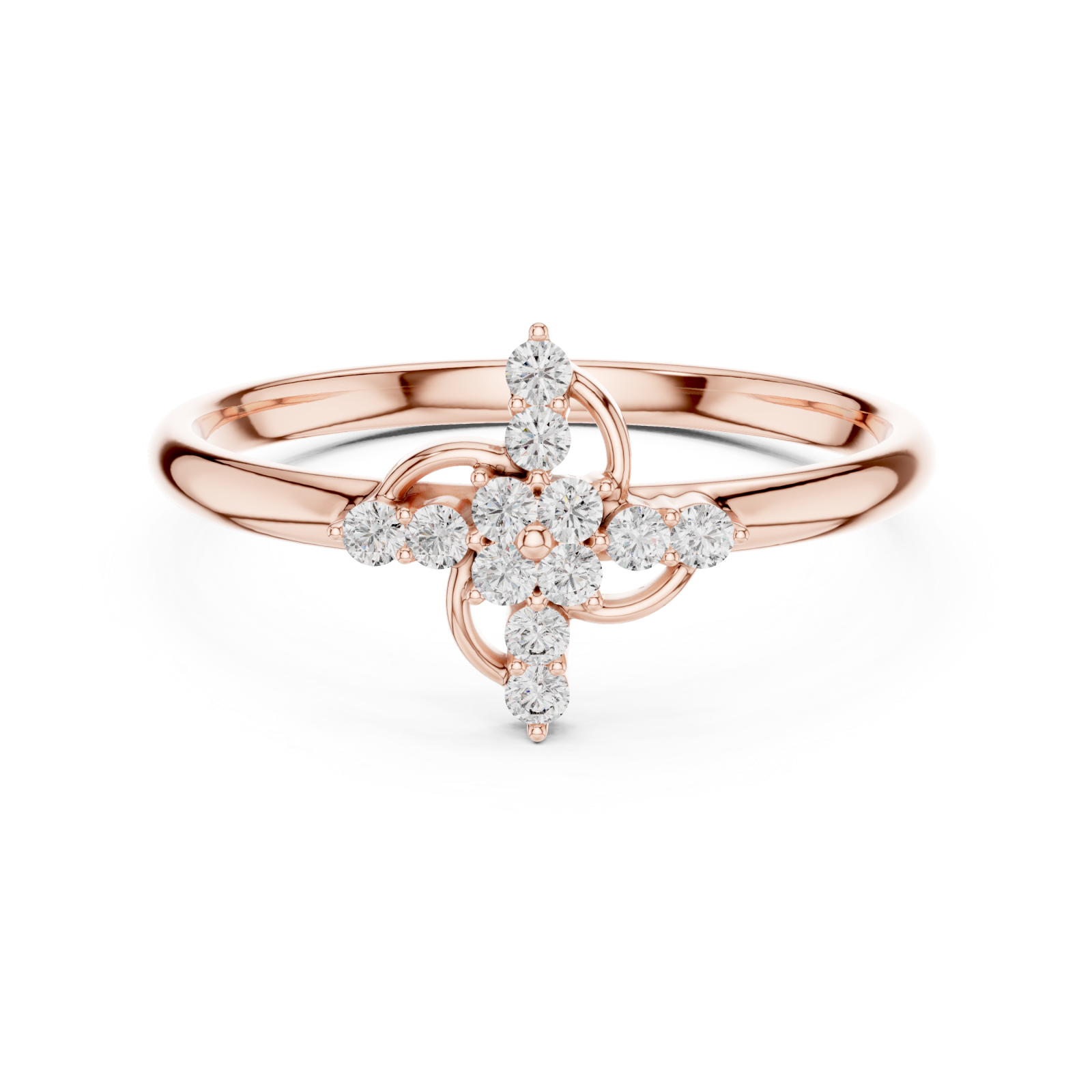  Rose Gold Starlet Bouquet Modern Accent Band Front View