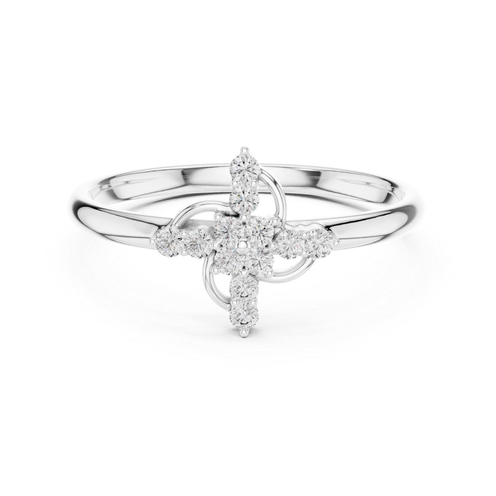  White Gold Starlet Bouquet Modern Accent Band Front View