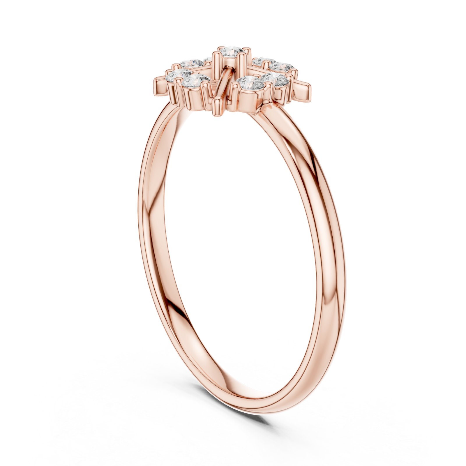  Rose Gold Serenity Radiance Petite Cluster Solitaire Ring Left View