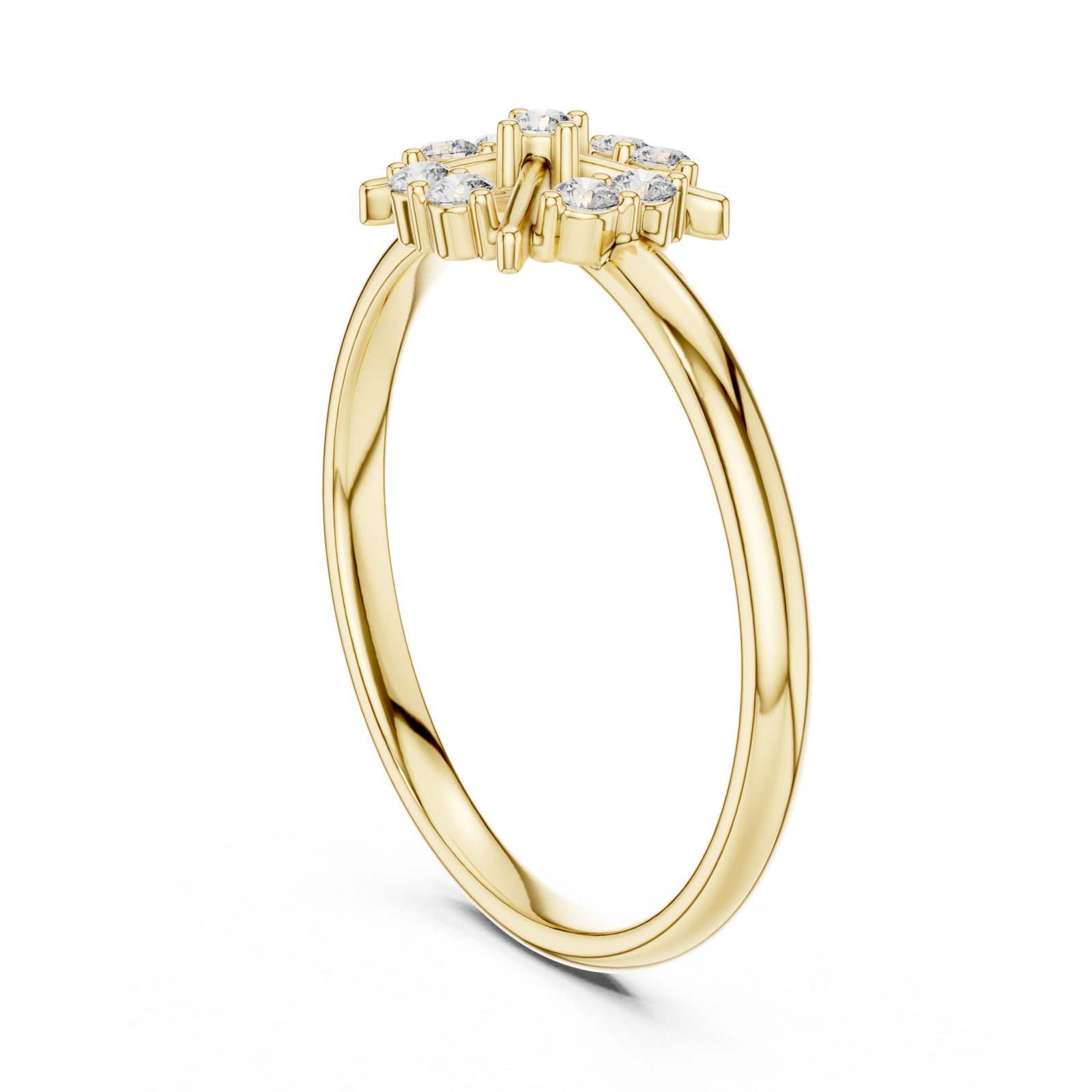  Gold Serenity Radiance Petite Cluster Solitaire Ring Left View