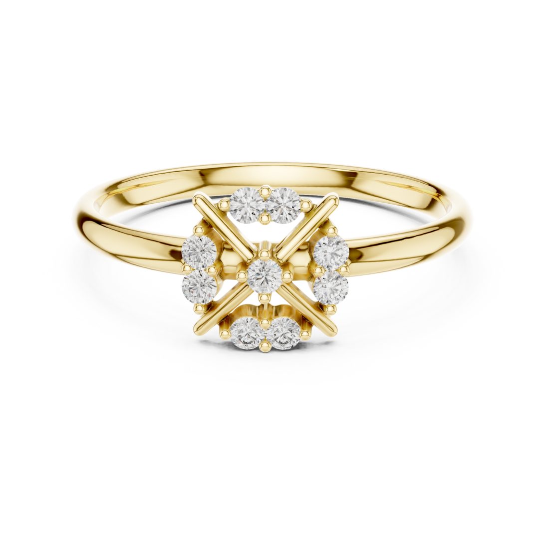 Gold Serenity Radiance Petite Cluster Solitaire Ring Right View