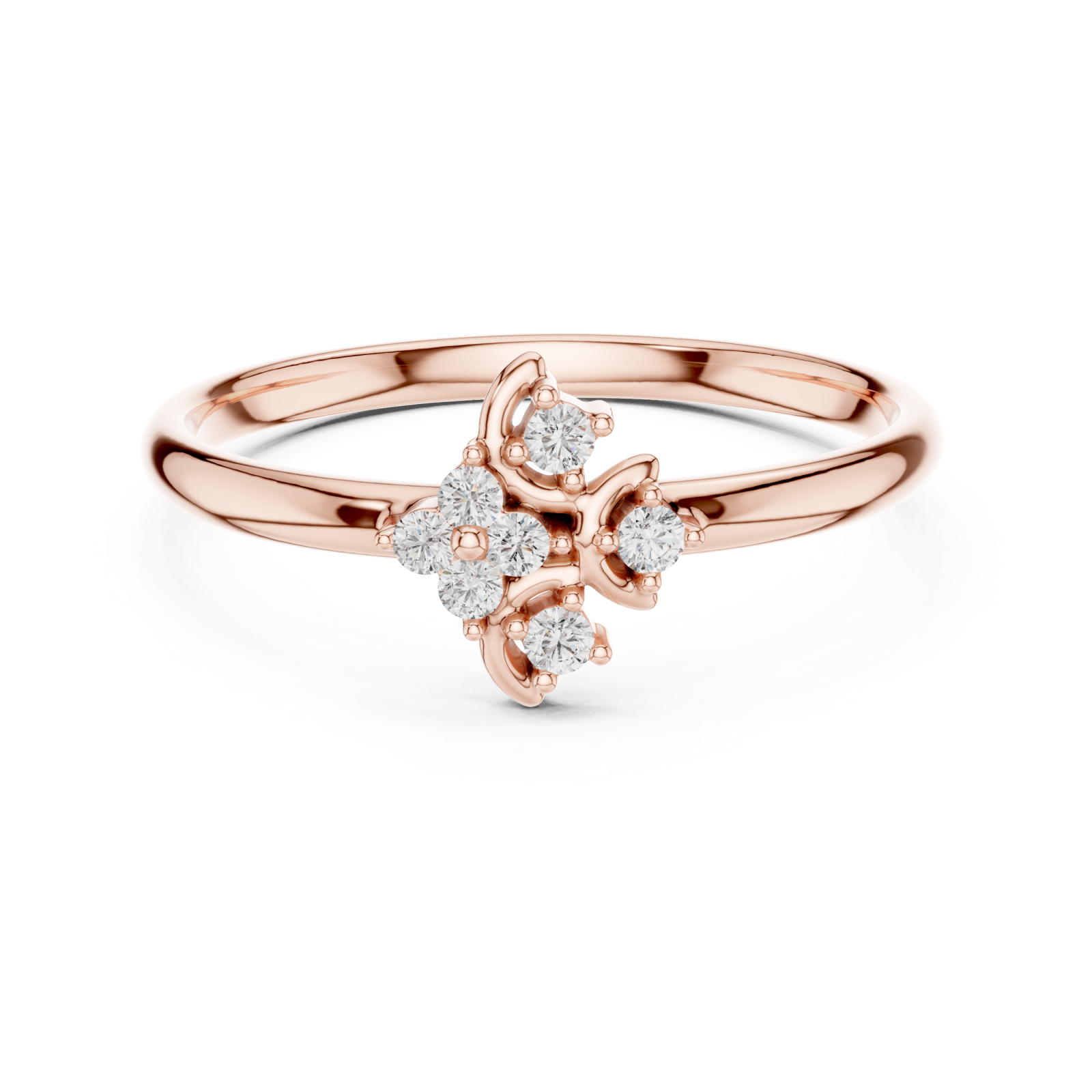  Rose Gold Morning Dew Touch Serenity Ring Front View