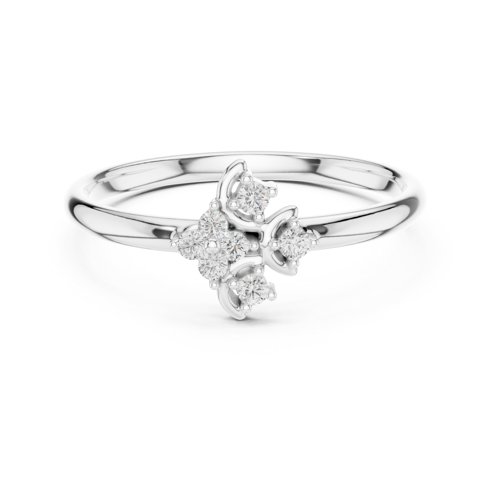  White Gold Morning Dew Touch Serenity Ring Front View