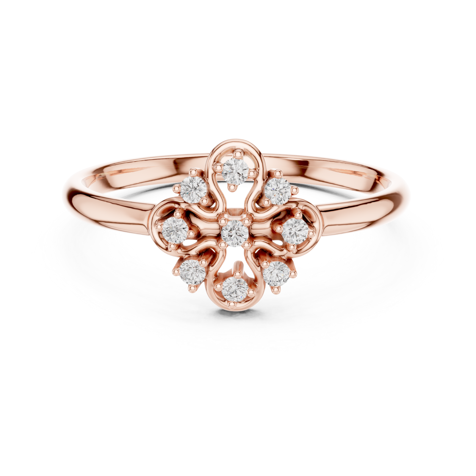  Rose Gold Petite Dewdrop Whisper Band Front View