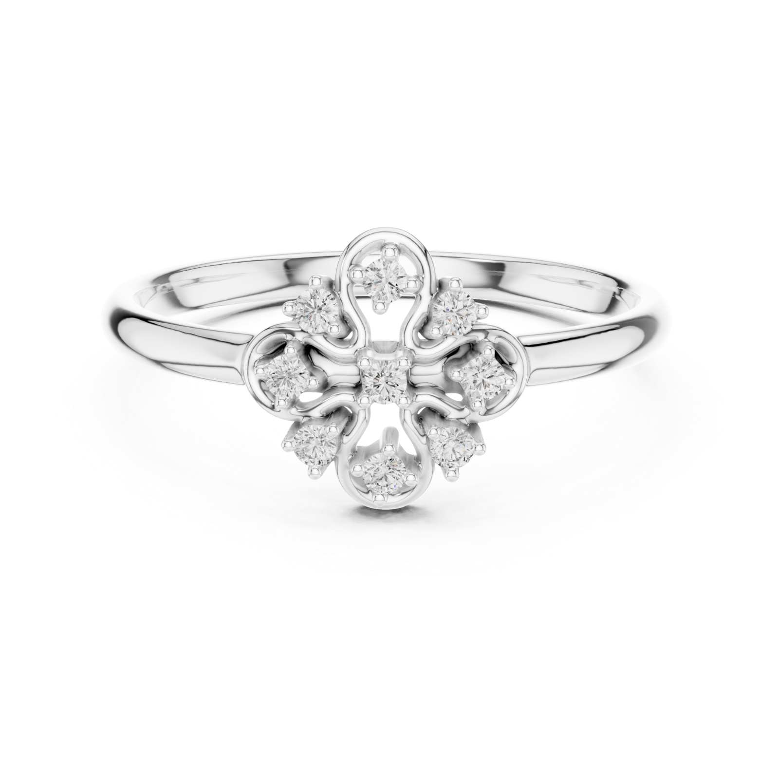  White Gold Petite Dewdrop Whisper Band Front View