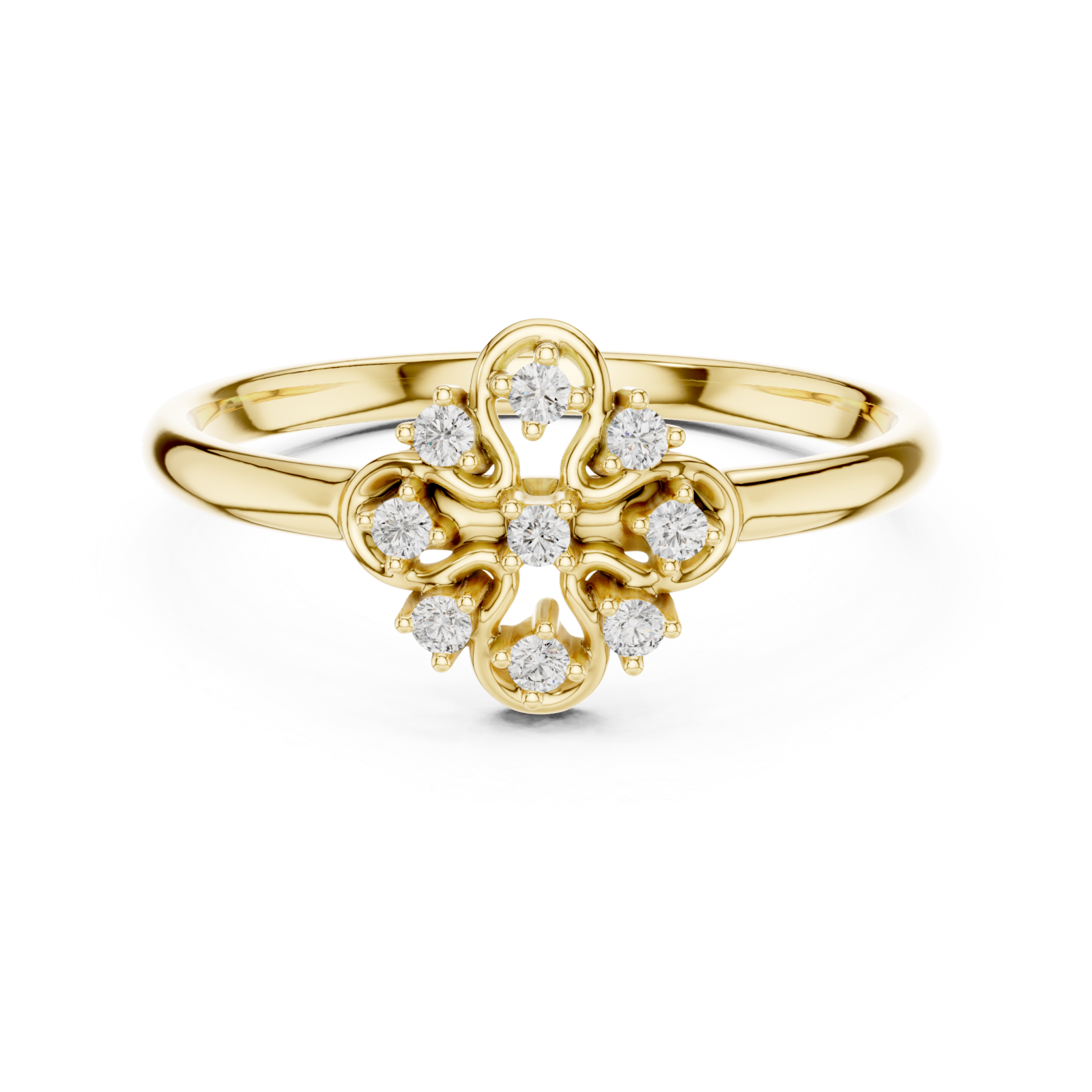  Gold Petite Dewdrop Whisper Band Front View